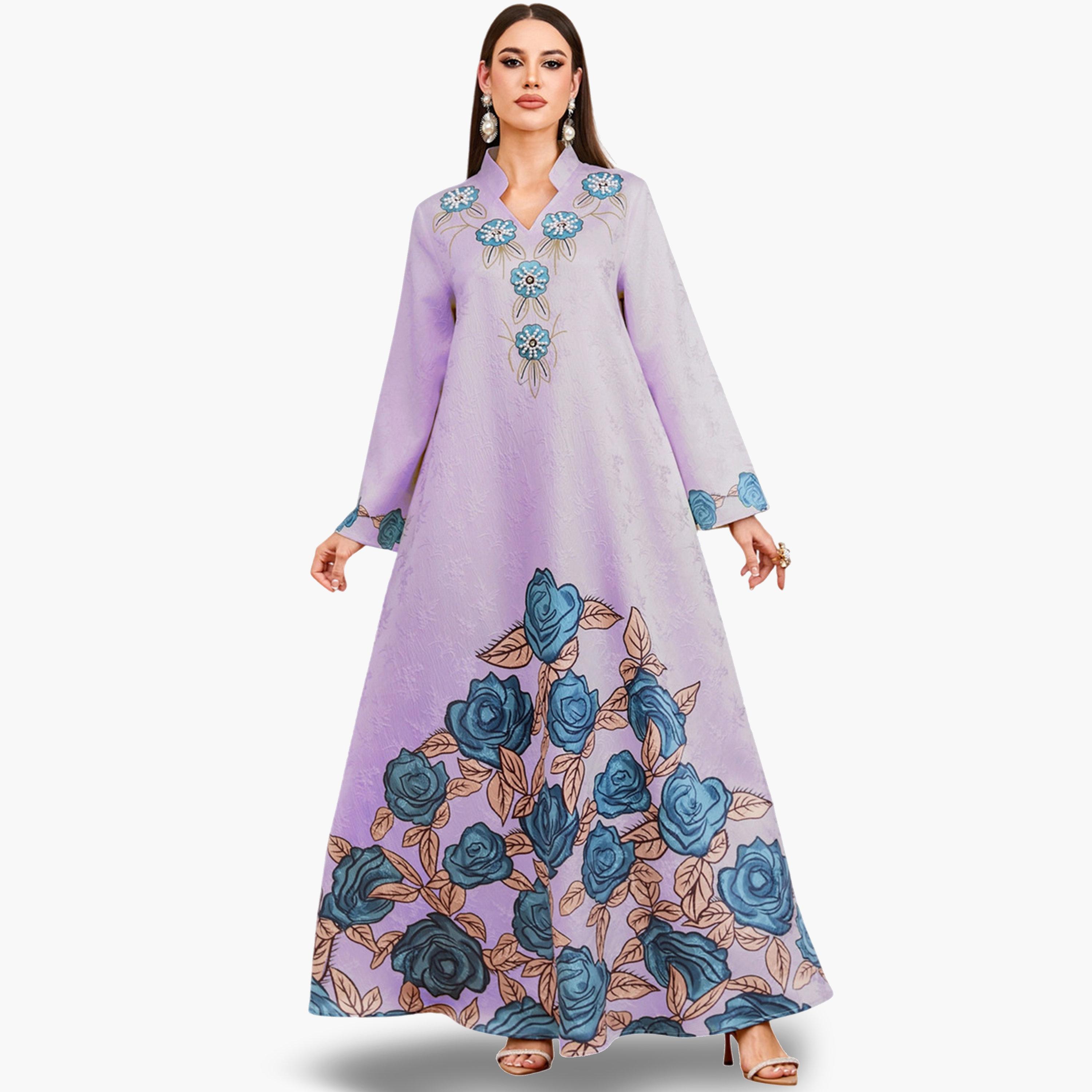 جلابية مزينة بطبعة أزهار-women-arabicclothing-jalabiyas-image-1