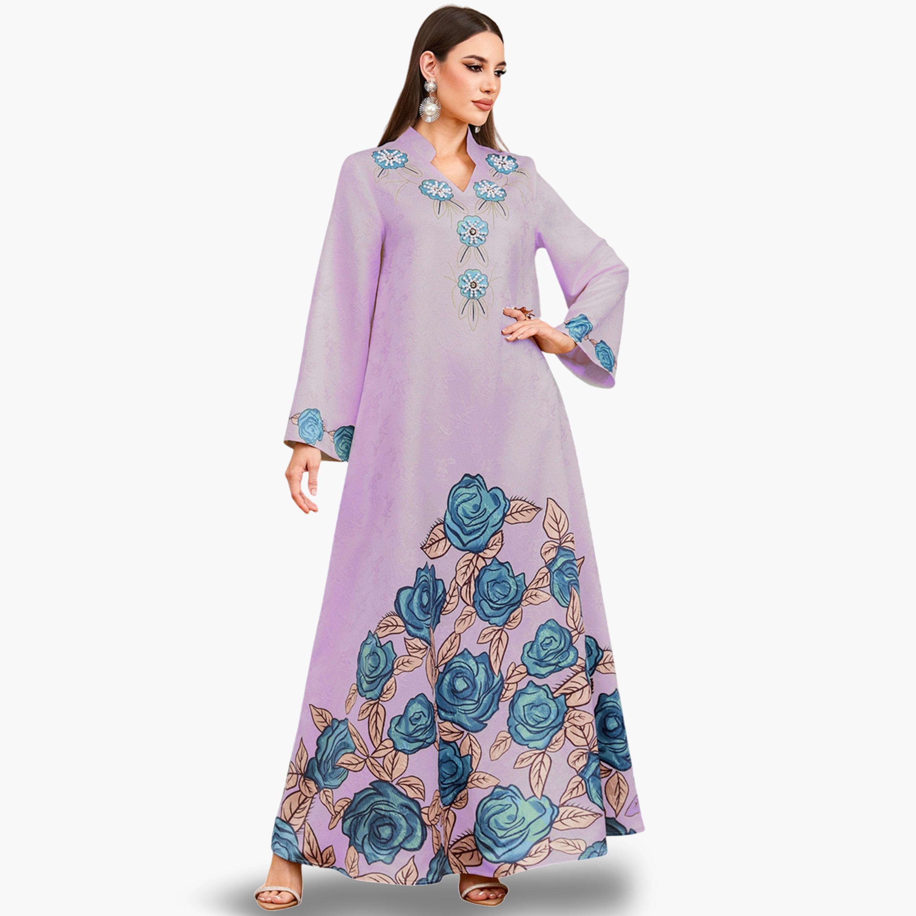 جلابية مزينة بطبعة أزهار-women-arabicclothing-jalabiyas-image-2