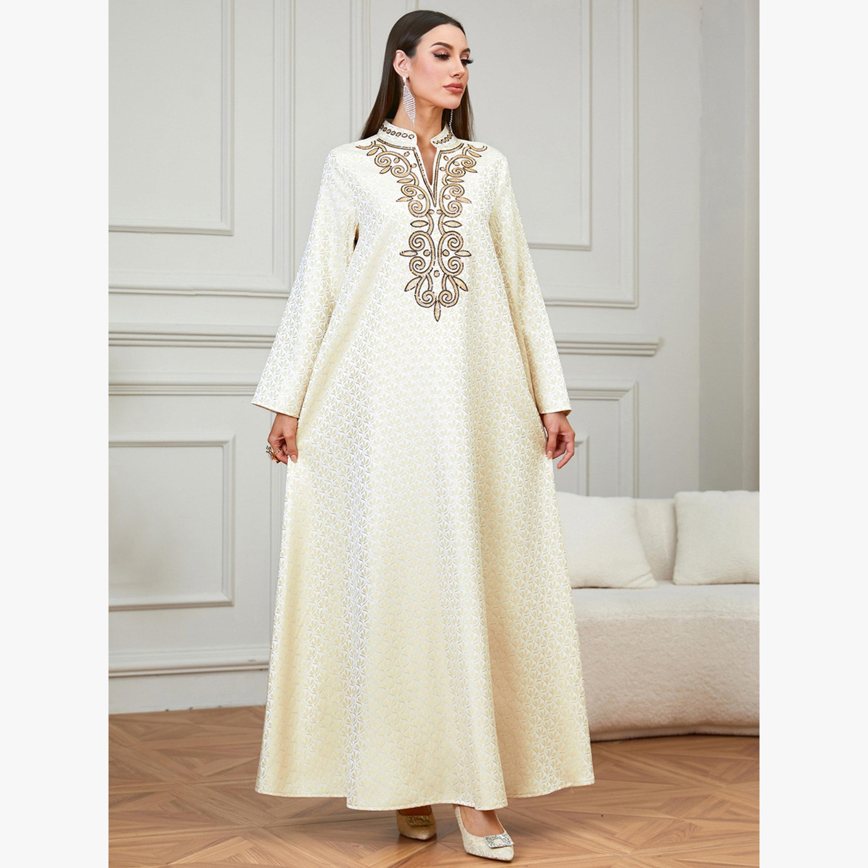 Take Two Beige Embroidered Pattern Jalabiya-women-arabicclothing-jalabiyas-image-2