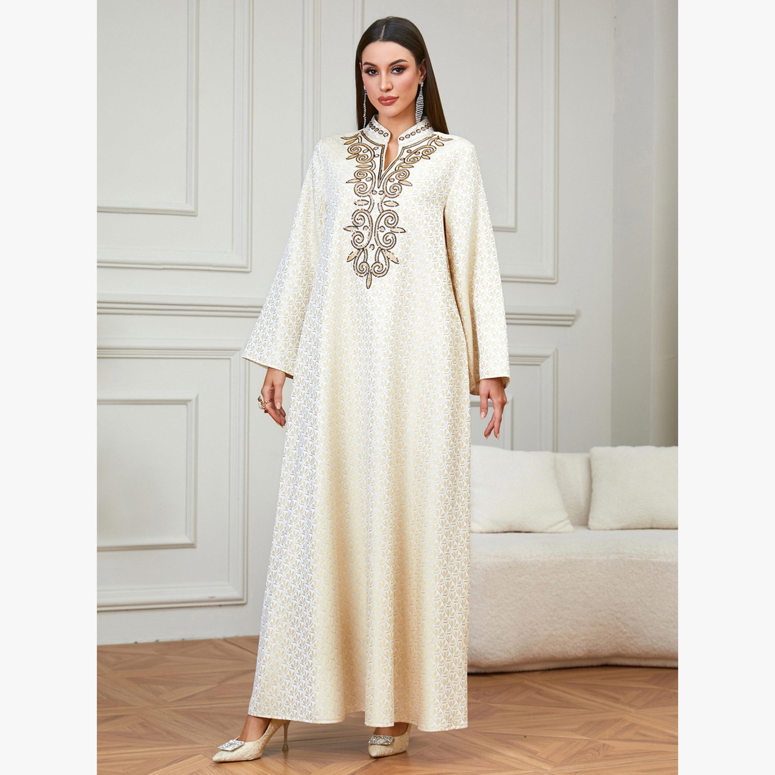 Take Two Beige Embroidered Pattern Jalabiya-women-arabicclothing-jalabiyas-image-5