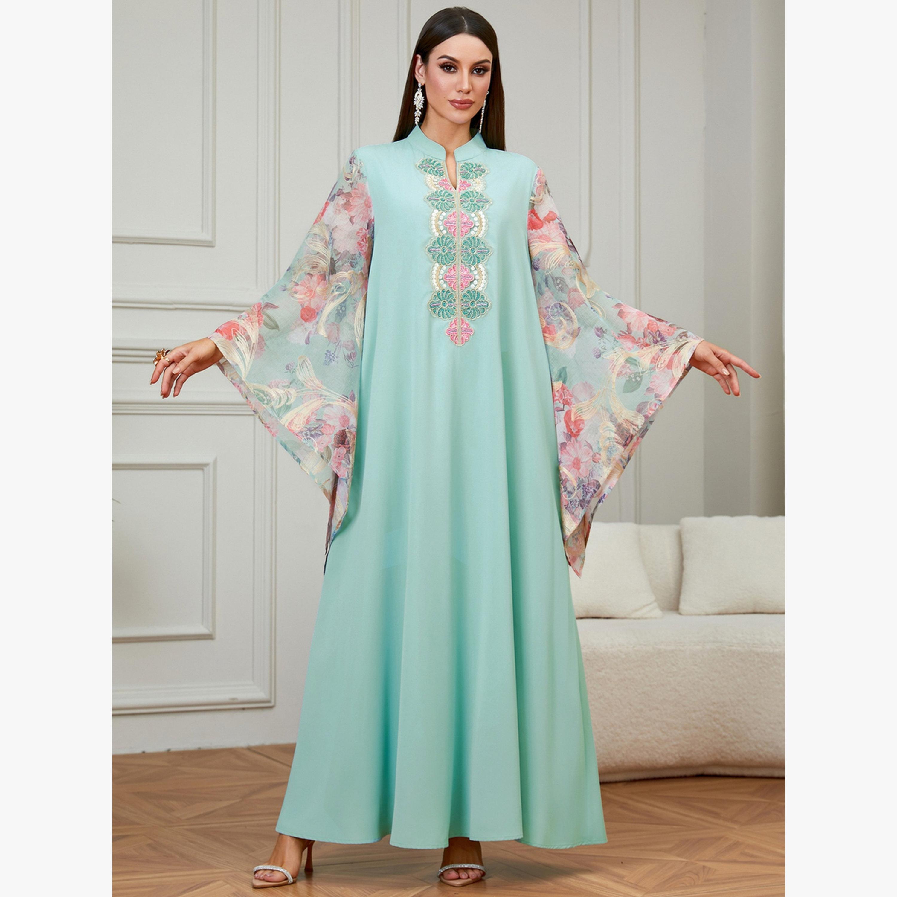 جلابية بأكمام بطبعة أزهار-women-arabicclothing-jalabiyas-image-1