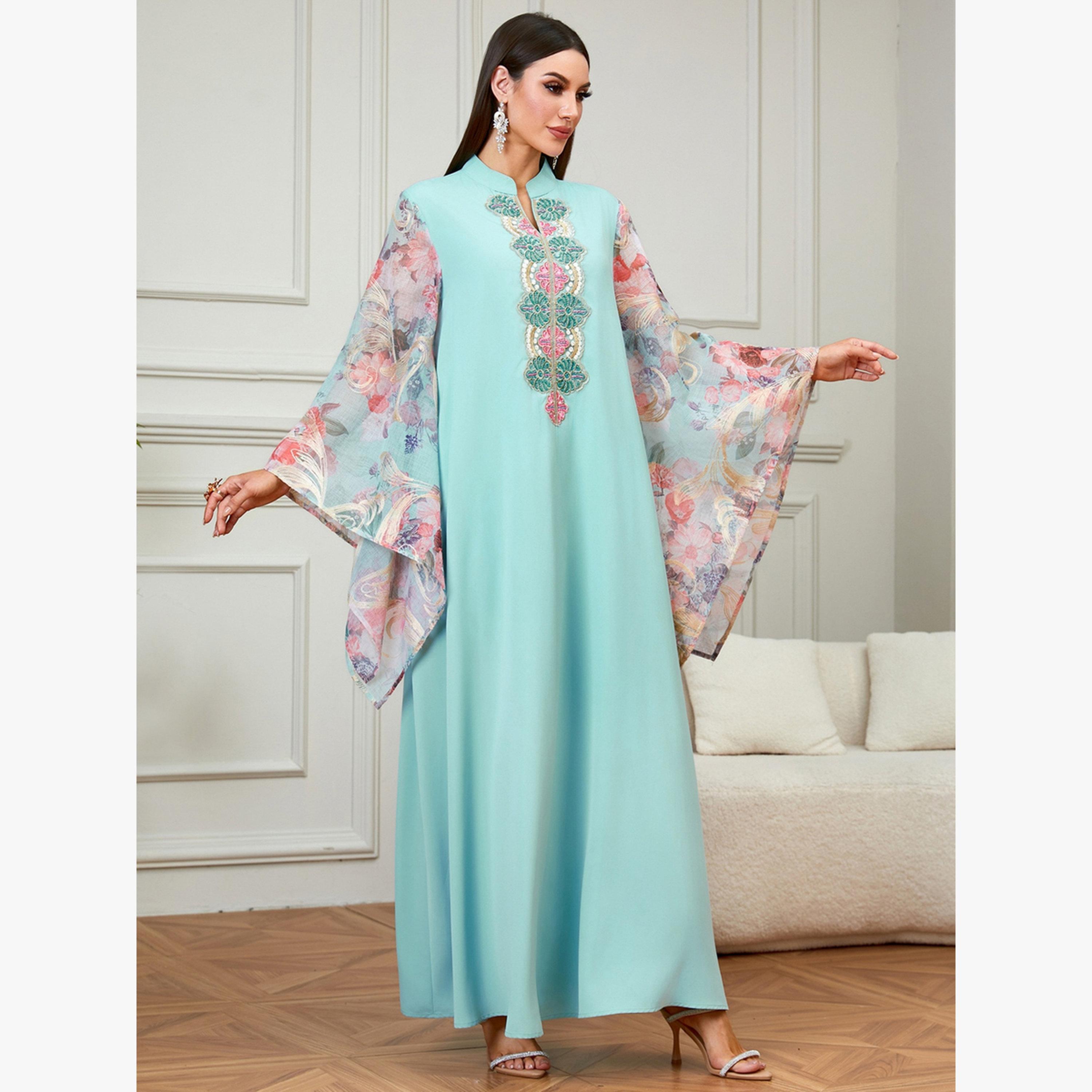 Take Two Green Floral Sleeve Jalabiya-women-arabicclothing-jalabiyas-image-5