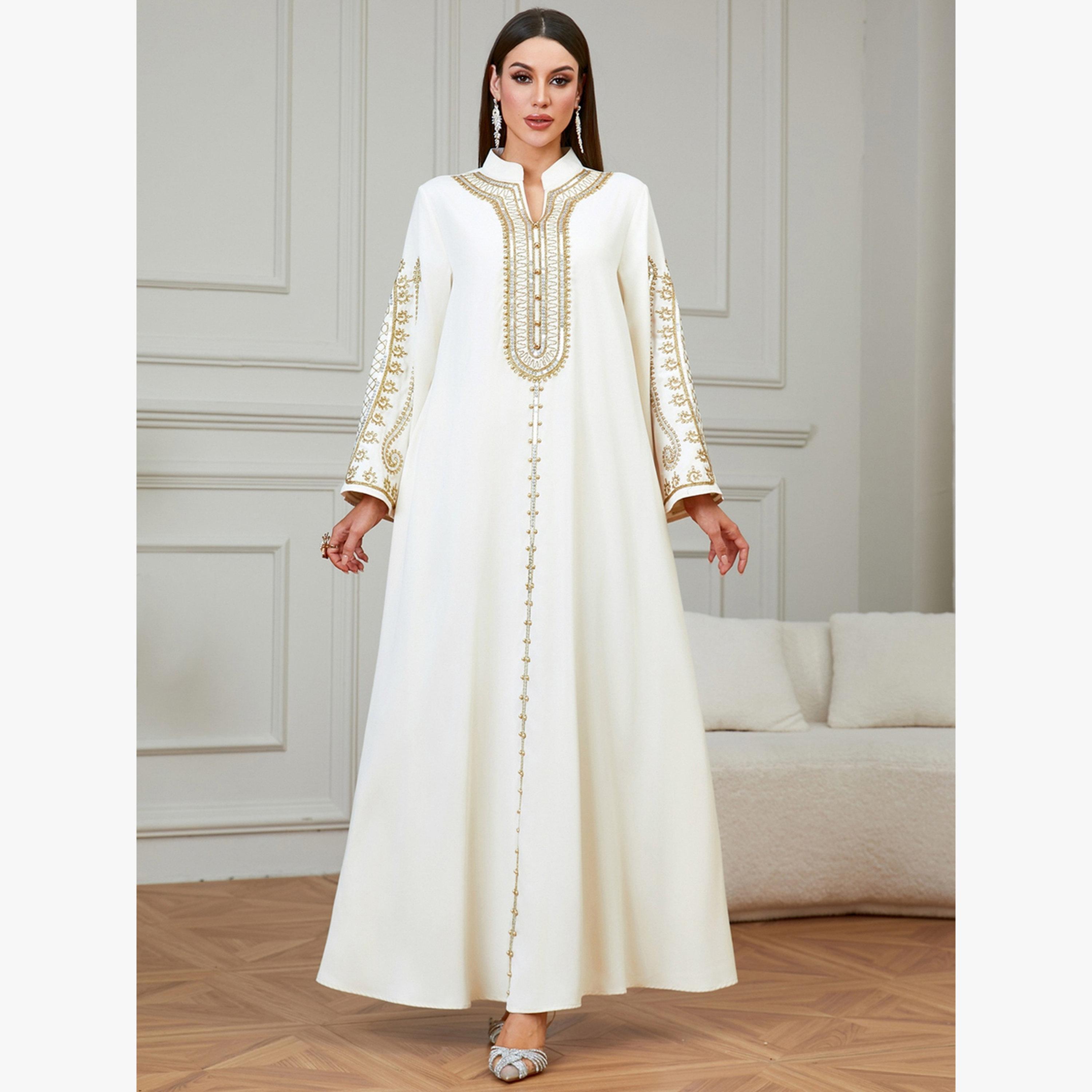 Take Two Cream Embroidered Long Sleeves Jalabiya-women-arabicclothing-jalabiyas-image-1