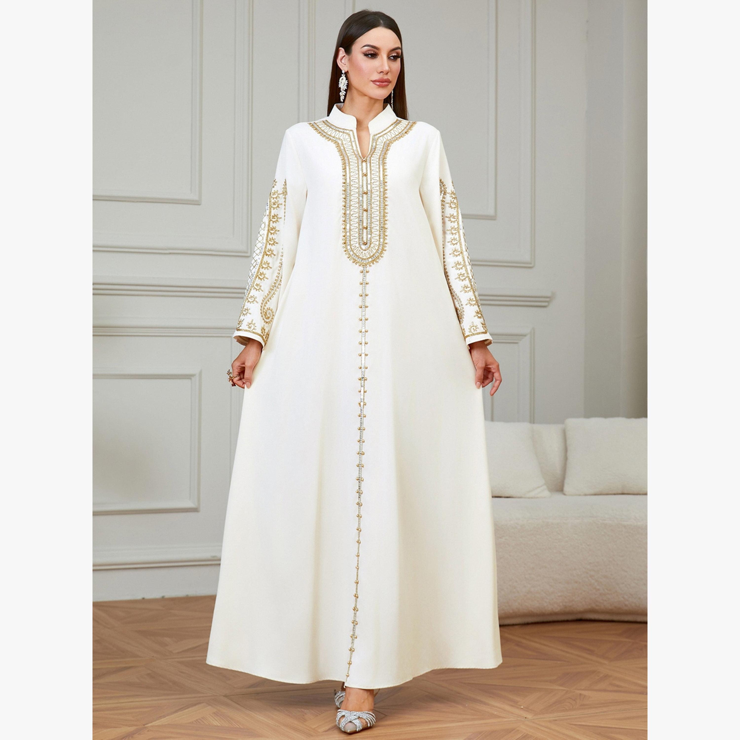 Take Two Cream Embroidered Long Sleeves Jalabiya-women-arabicclothing-jalabiyas-image-2