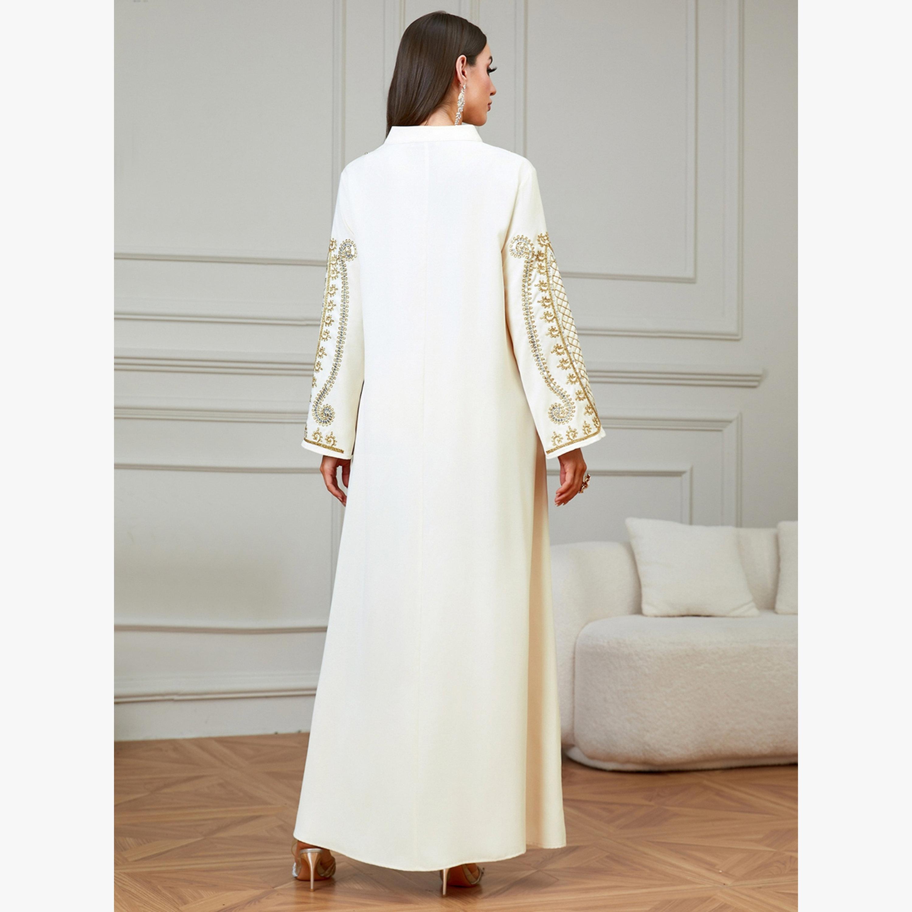 Take Two Cream Embroidered Long Sleeves Jalabiya-women-arabicclothing-jalabiyas-image-3