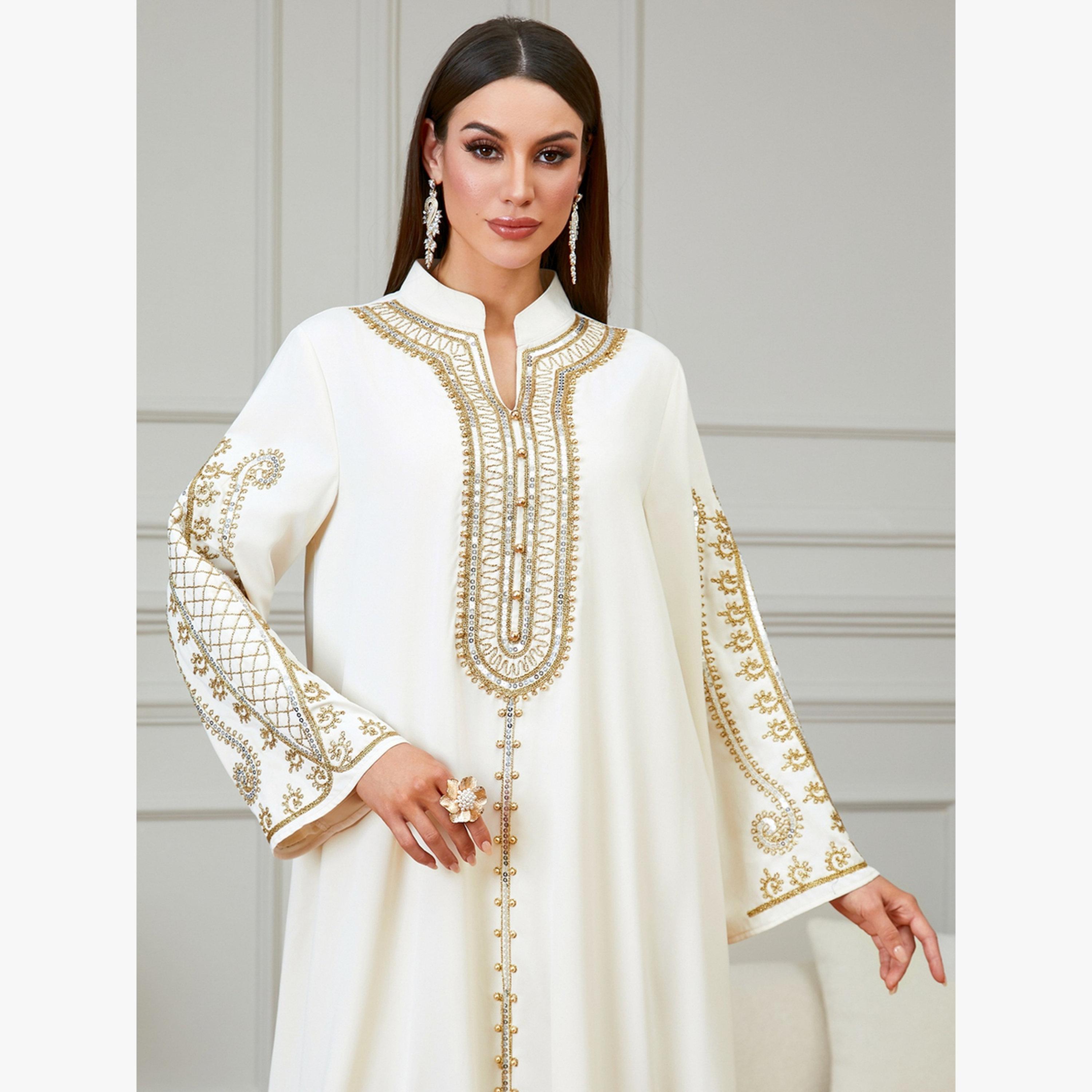 Take Two Cream Embroidered Long Sleeves Jalabiya-women-arabicclothing-jalabiyas-image-5