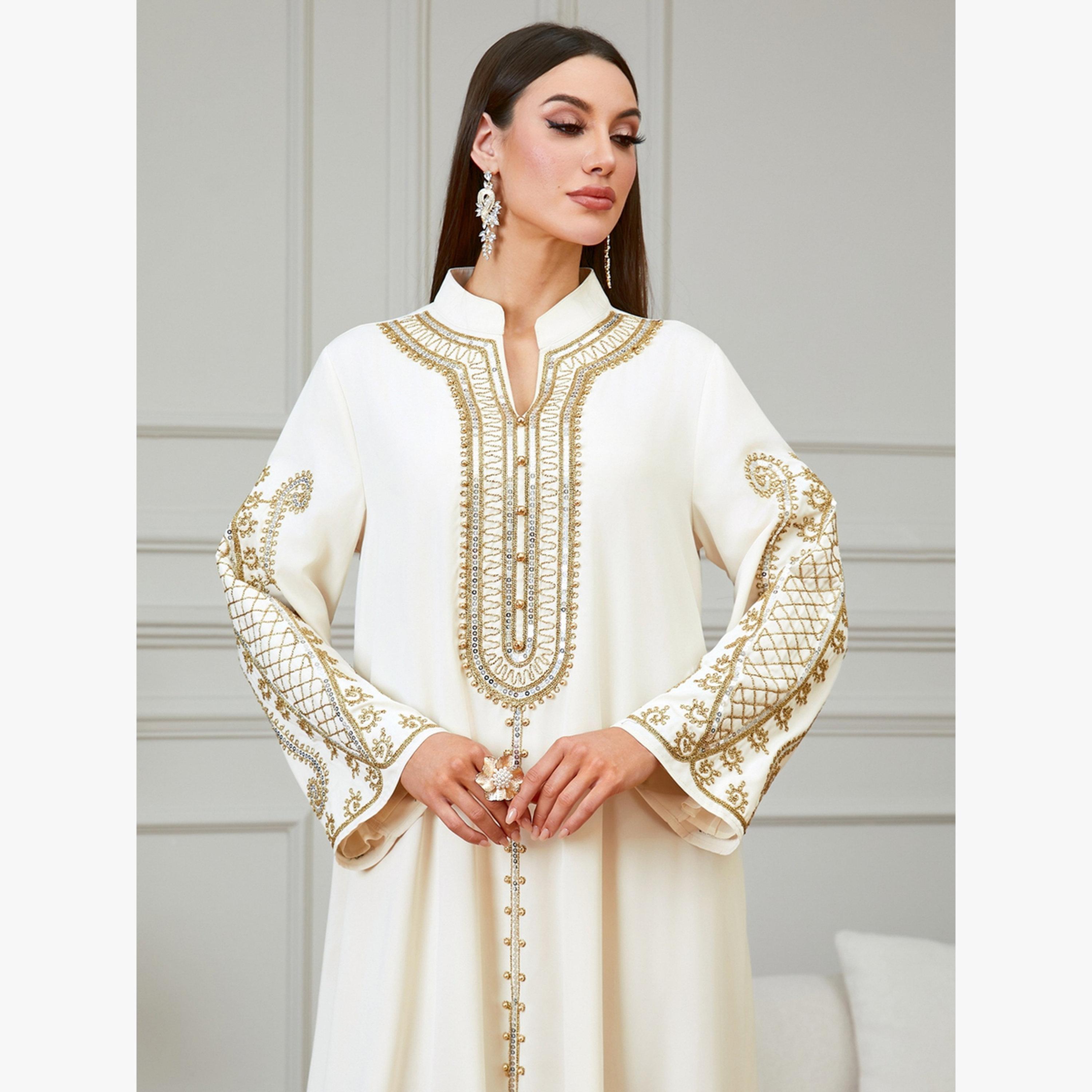 Take Two Cream Embroidered Long Sleeves Jalabiya-women-arabicclothing-jalabiyas-image-6