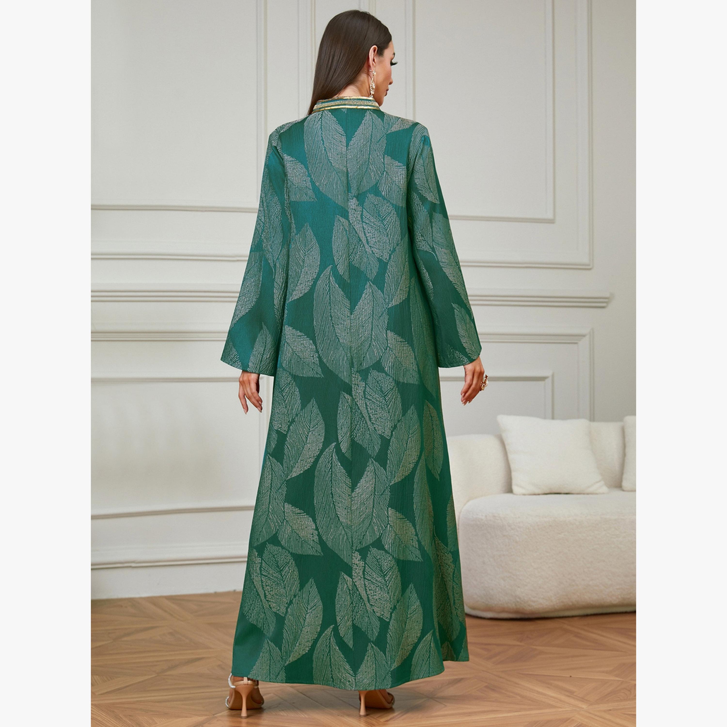 جلابية مطرزة بنقشة أوراق شجر-women-arabicclothing-jalabiyas-image-4