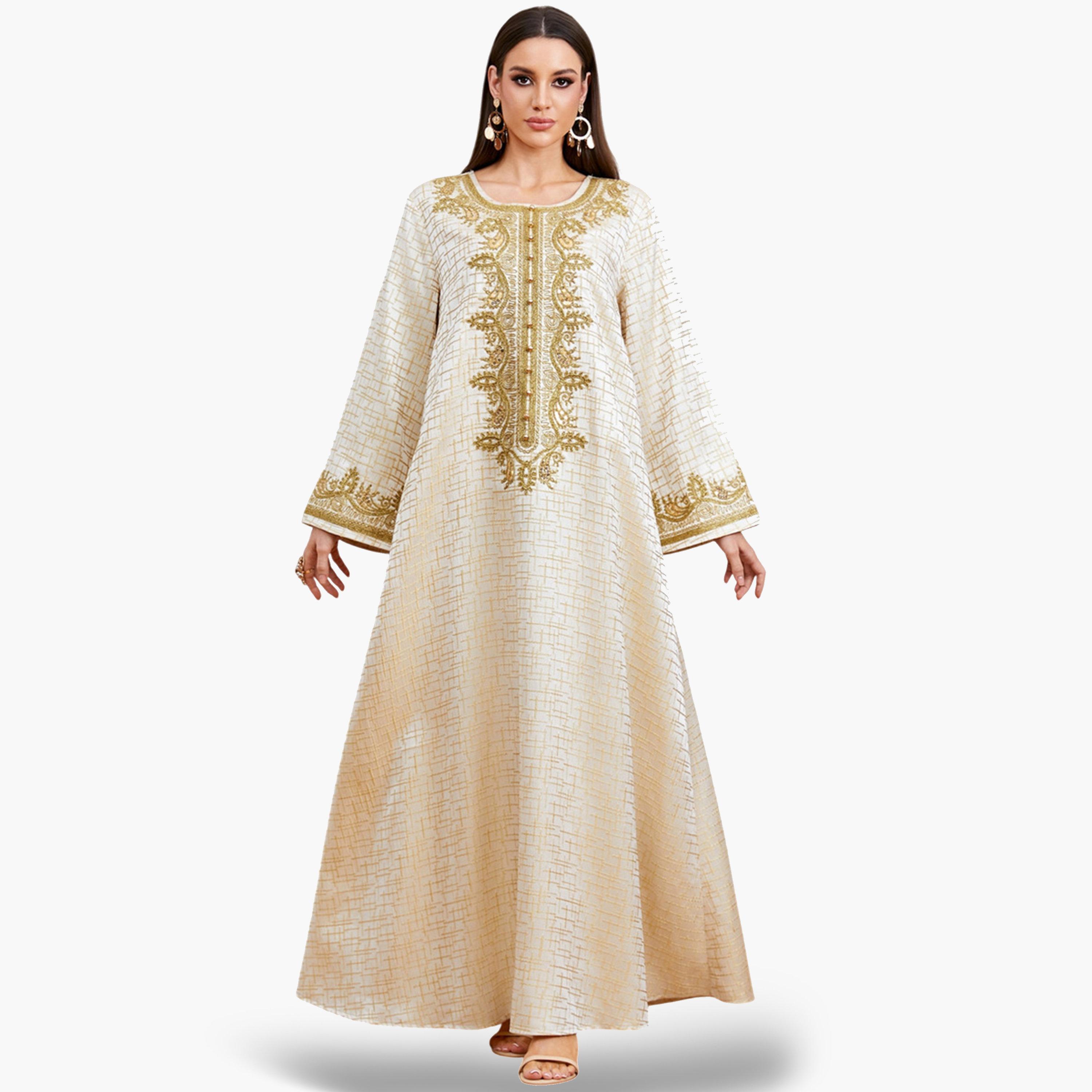 Take Two Beige Embroidered A-Line Jalabiya-women-arabicclothing-jalabiyas-image-1