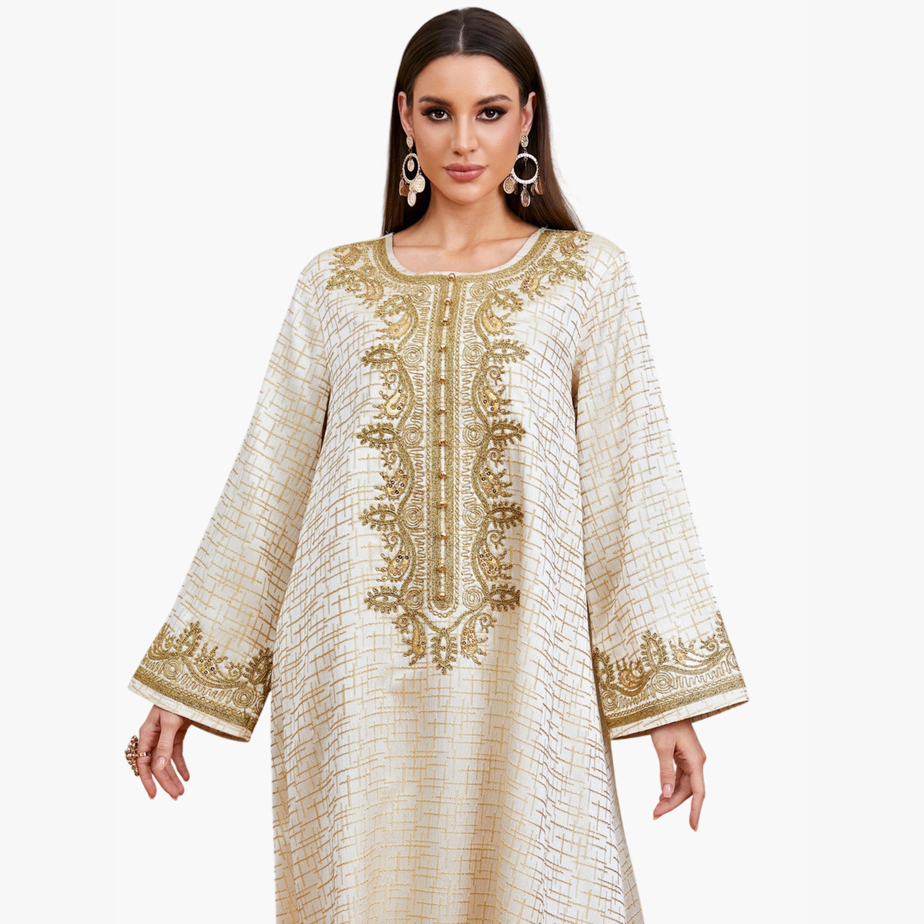 Take Two Beige Embroidered A-Line Jalabiya-women-arabicclothing-jalabiyas-image-4