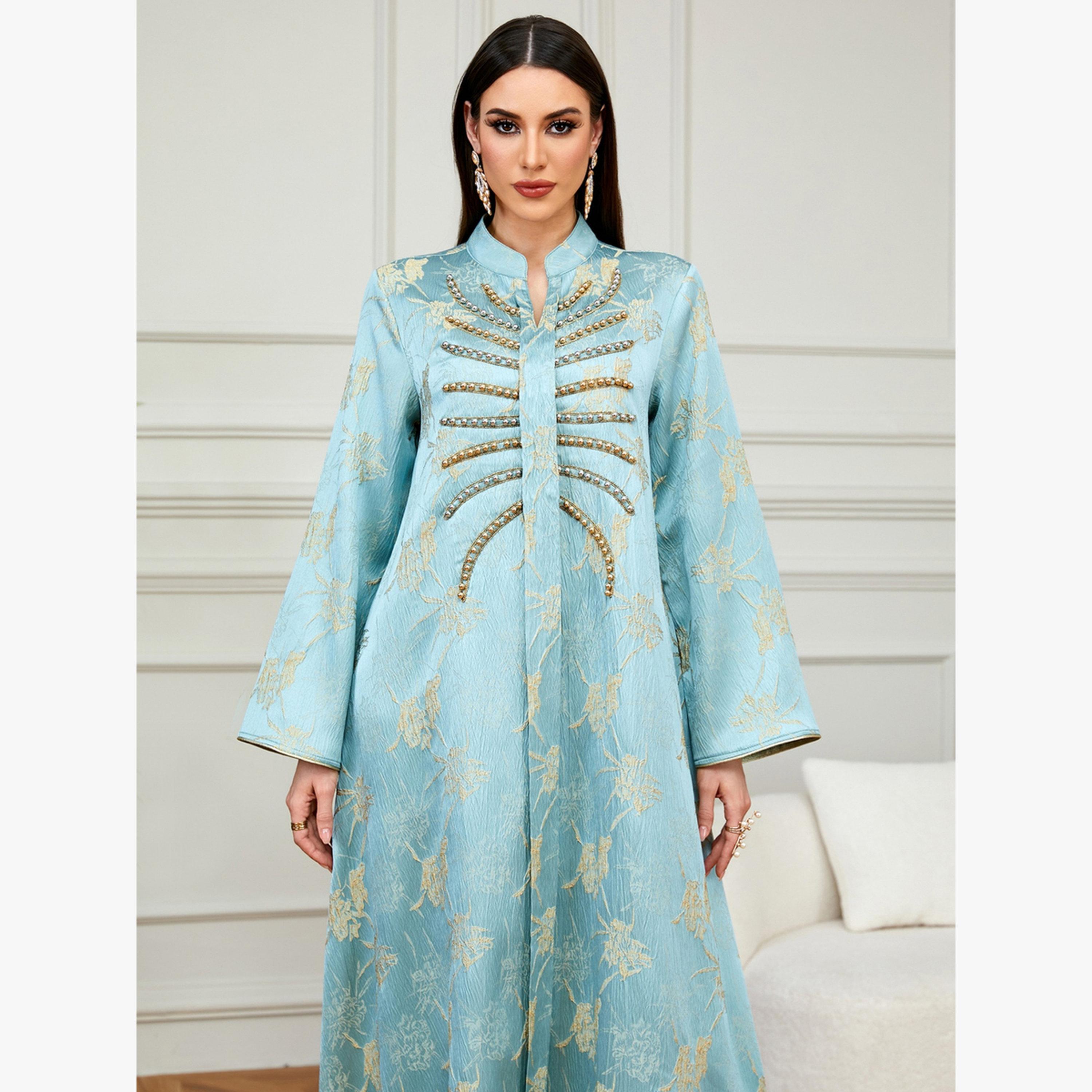 Take Two Light Blue Embroidered A-Line Jalabiya-women-arabicclothing-jalabiyas-image-5