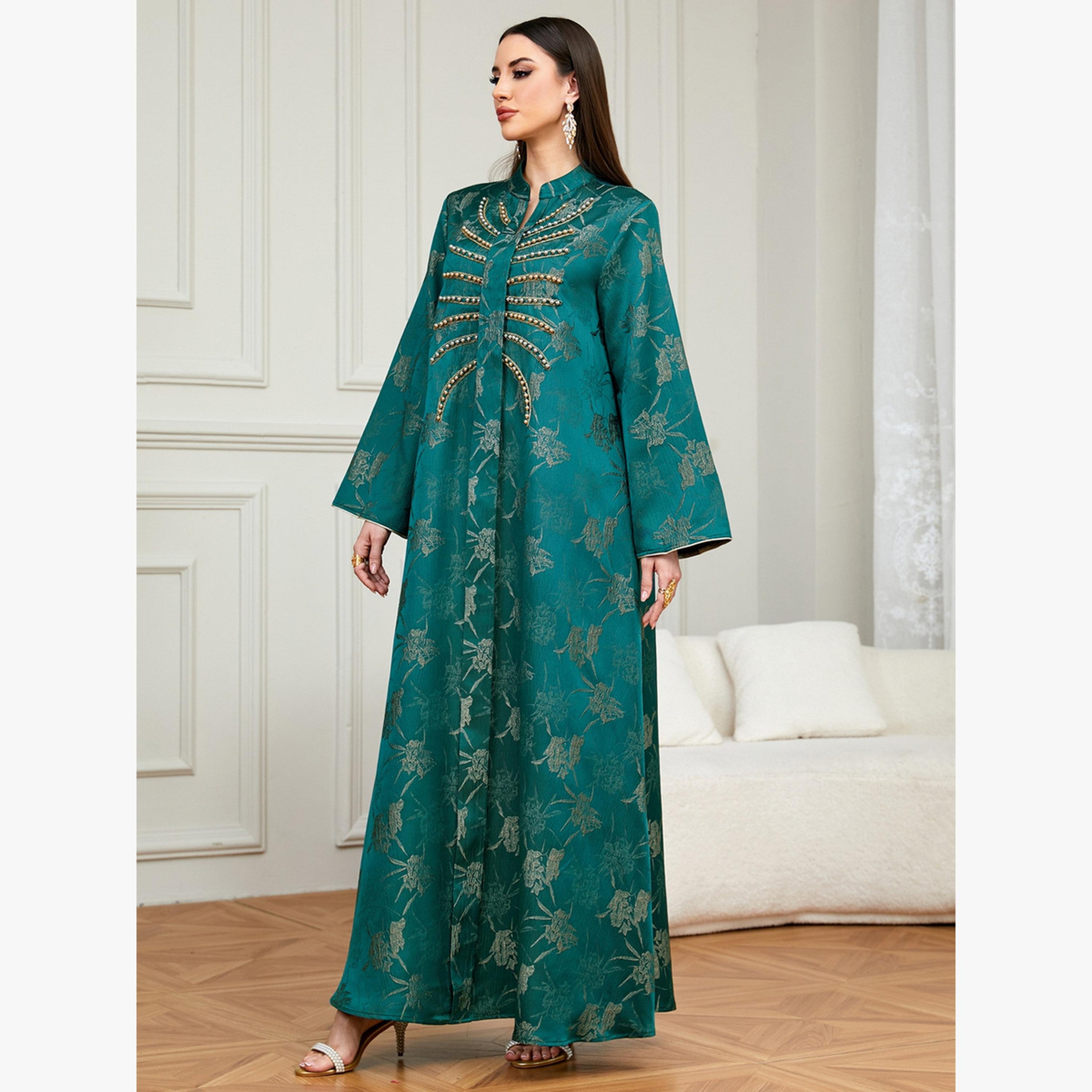 Take Two Emerald Green Embroidered A-Line Jalabiya-women-arabicclothing-jalabiyas-image-4