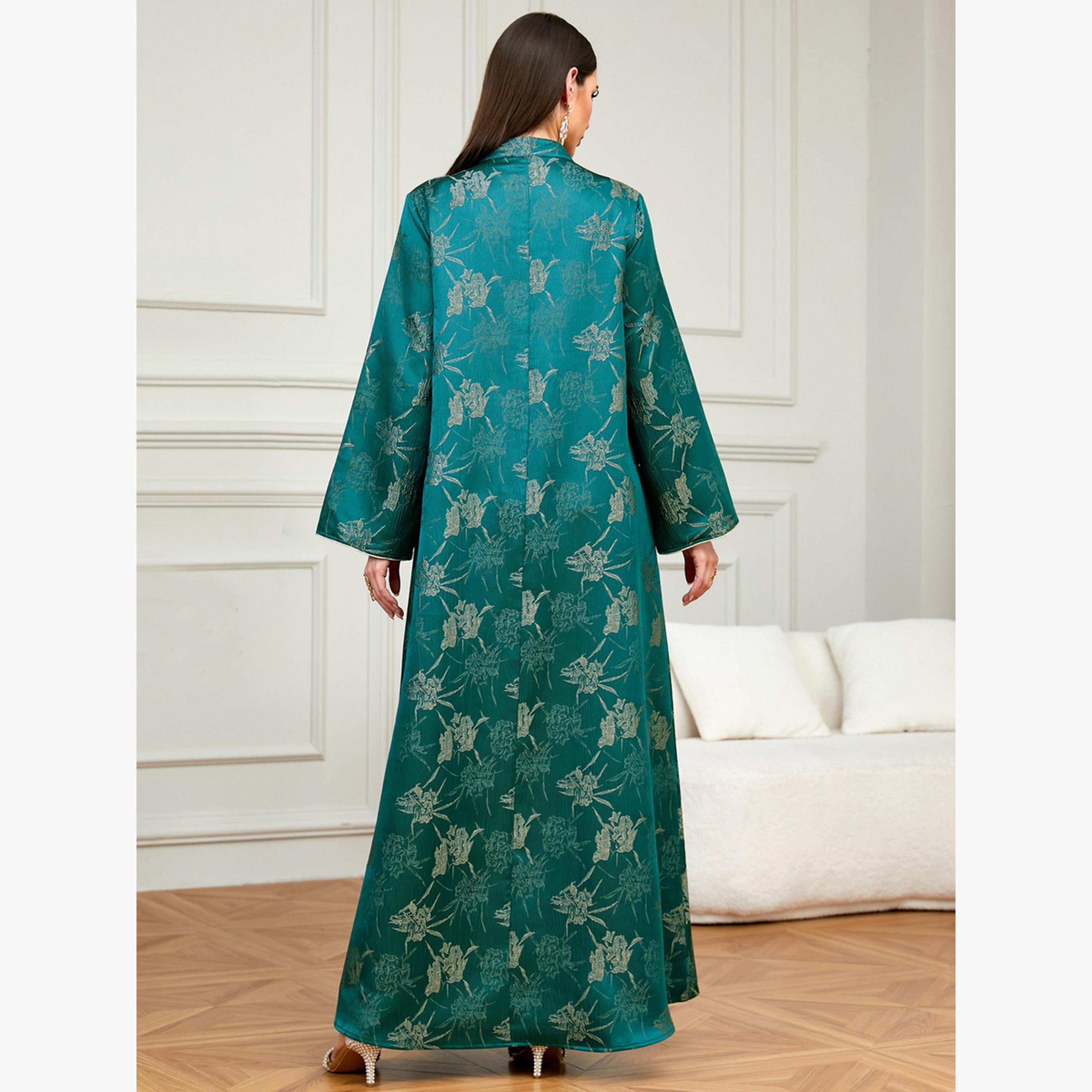 Take Two Emerald Green Embroidered A-Line Jalabiya-women-arabicclothing-jalabiyas-image-5