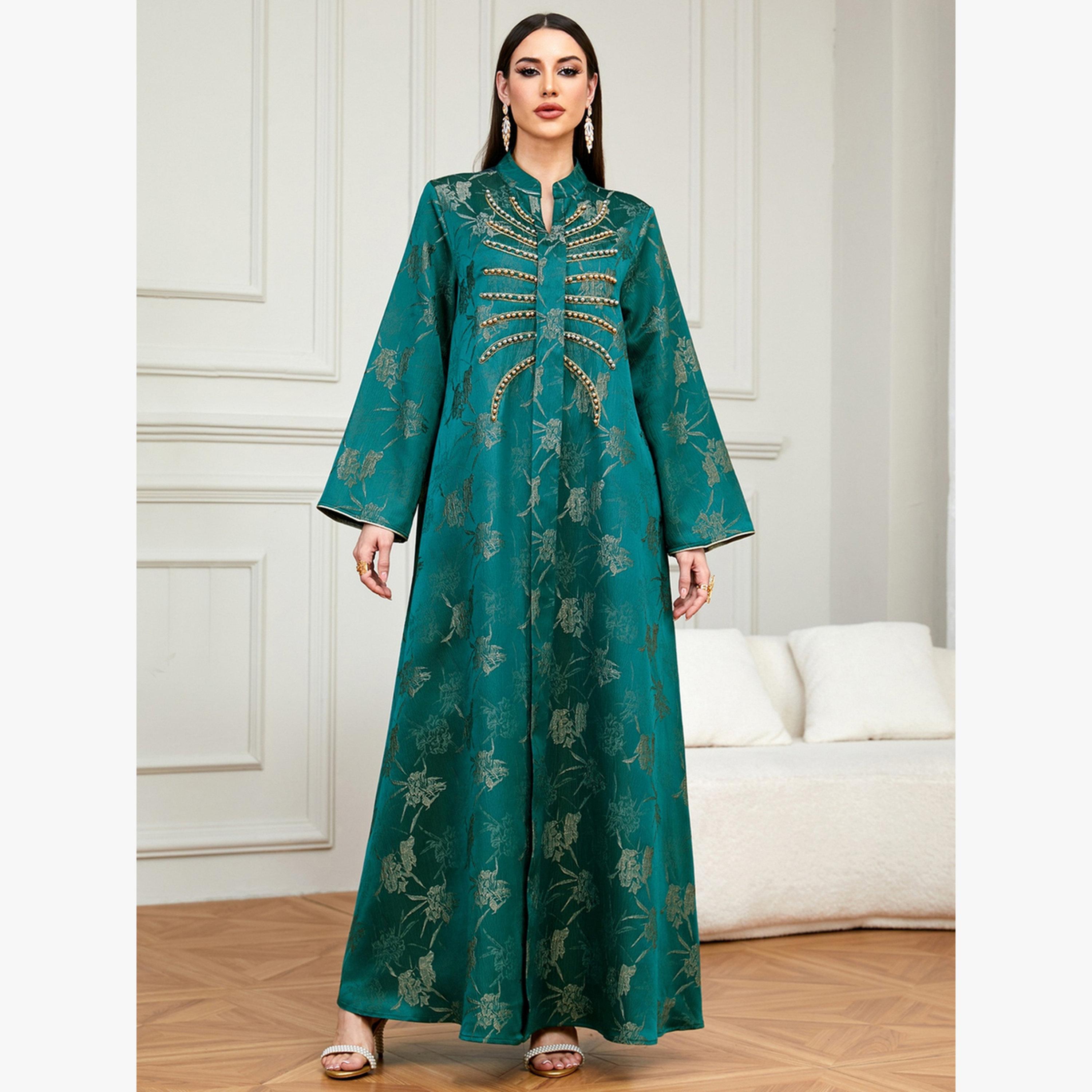 Take Two Emerald Green Embroidered A-Line Jalabiya-women-arabicclothing-jalabiyas-image-6