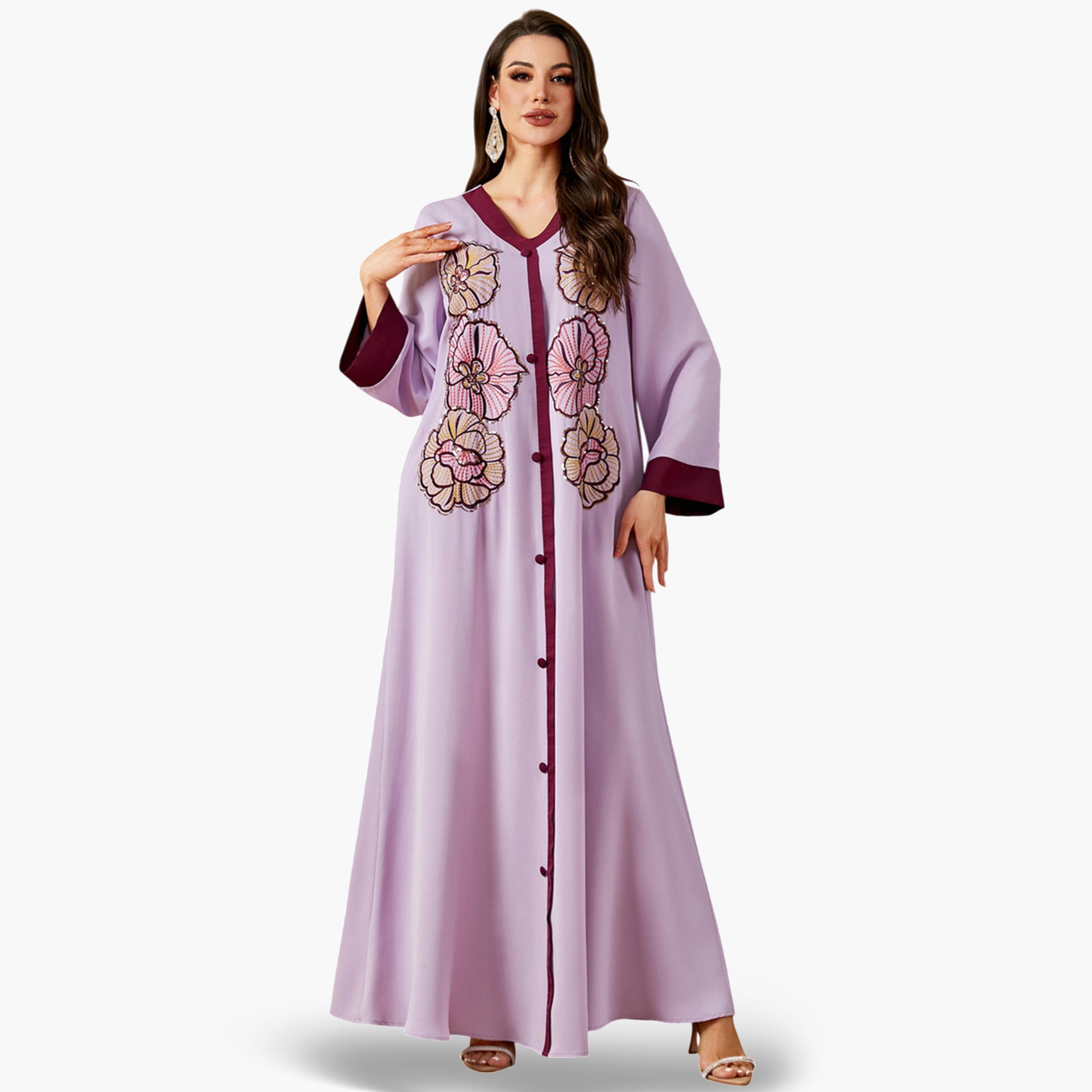 Take Two Purple Embroidered A-Line Jalabiya-women-arabicclothing-jalabiyas-image-1