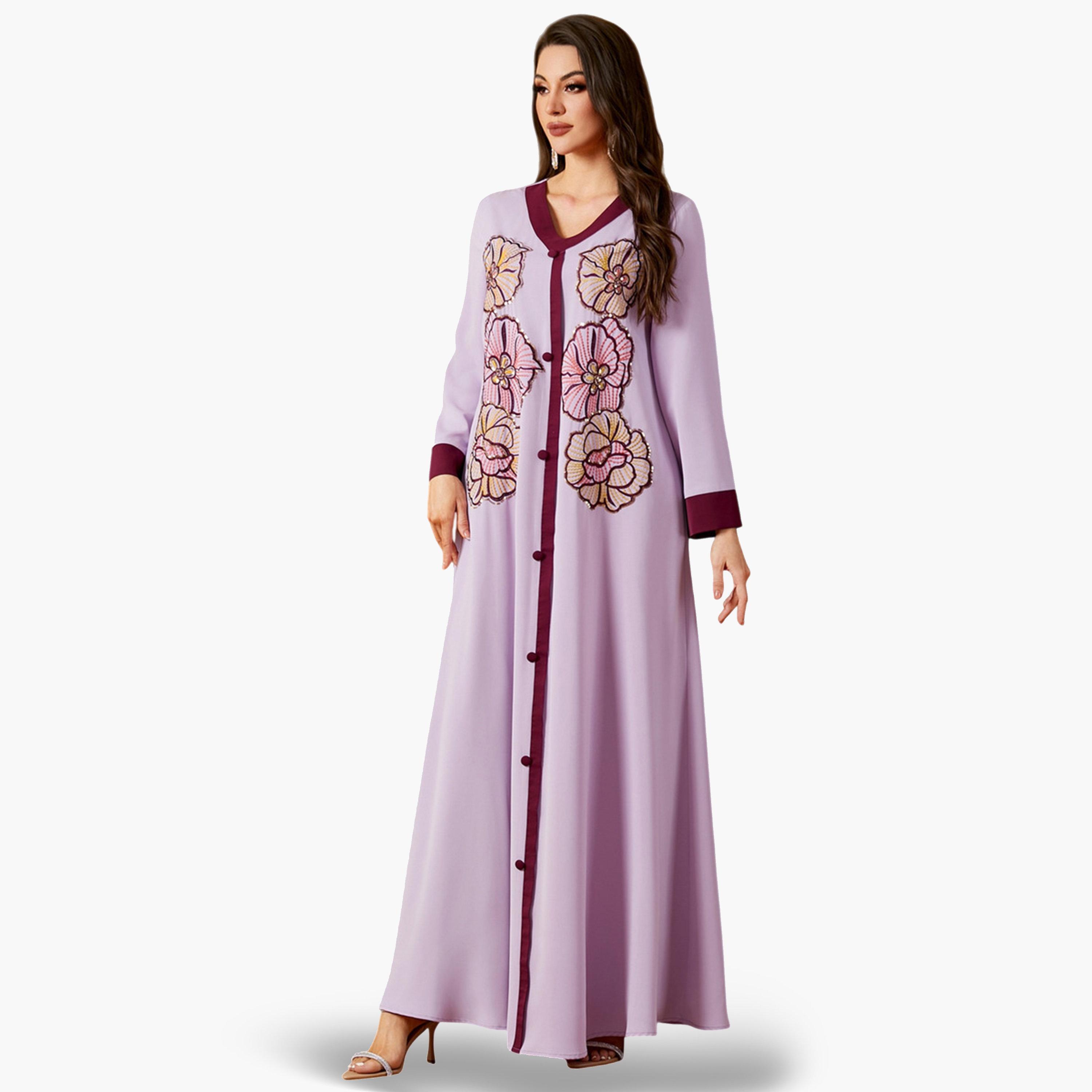 Take Two Purple Embroidered A-Line Jalabiya-women-arabicclothing-jalabiyas-image-2