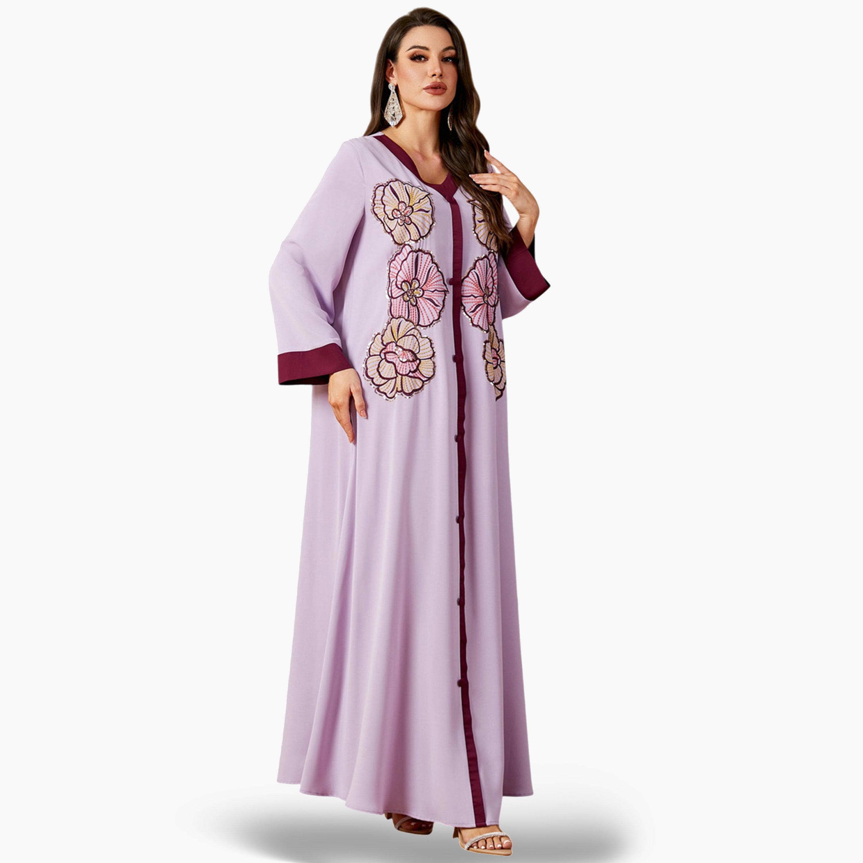 Take Two Purple Embroidered A-Line Jalabiya-women-arabicclothing-jalabiyas-image-3