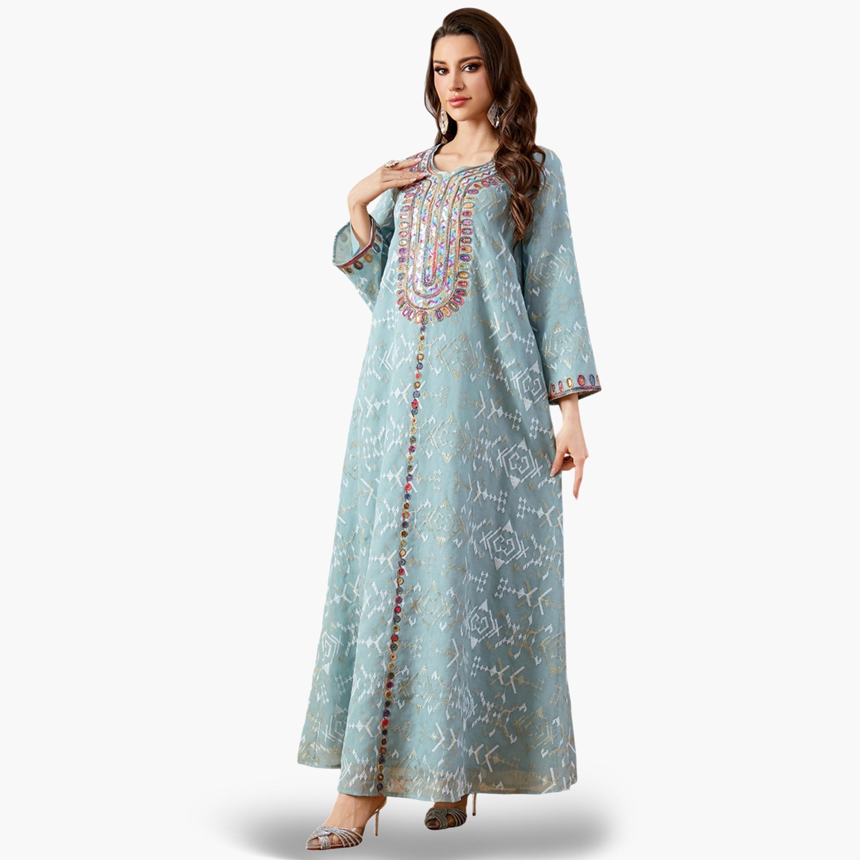 Take Two Light Blue Embroidered A-Line Jalabiya-women-arabicclothing-jalabiyas-image-6