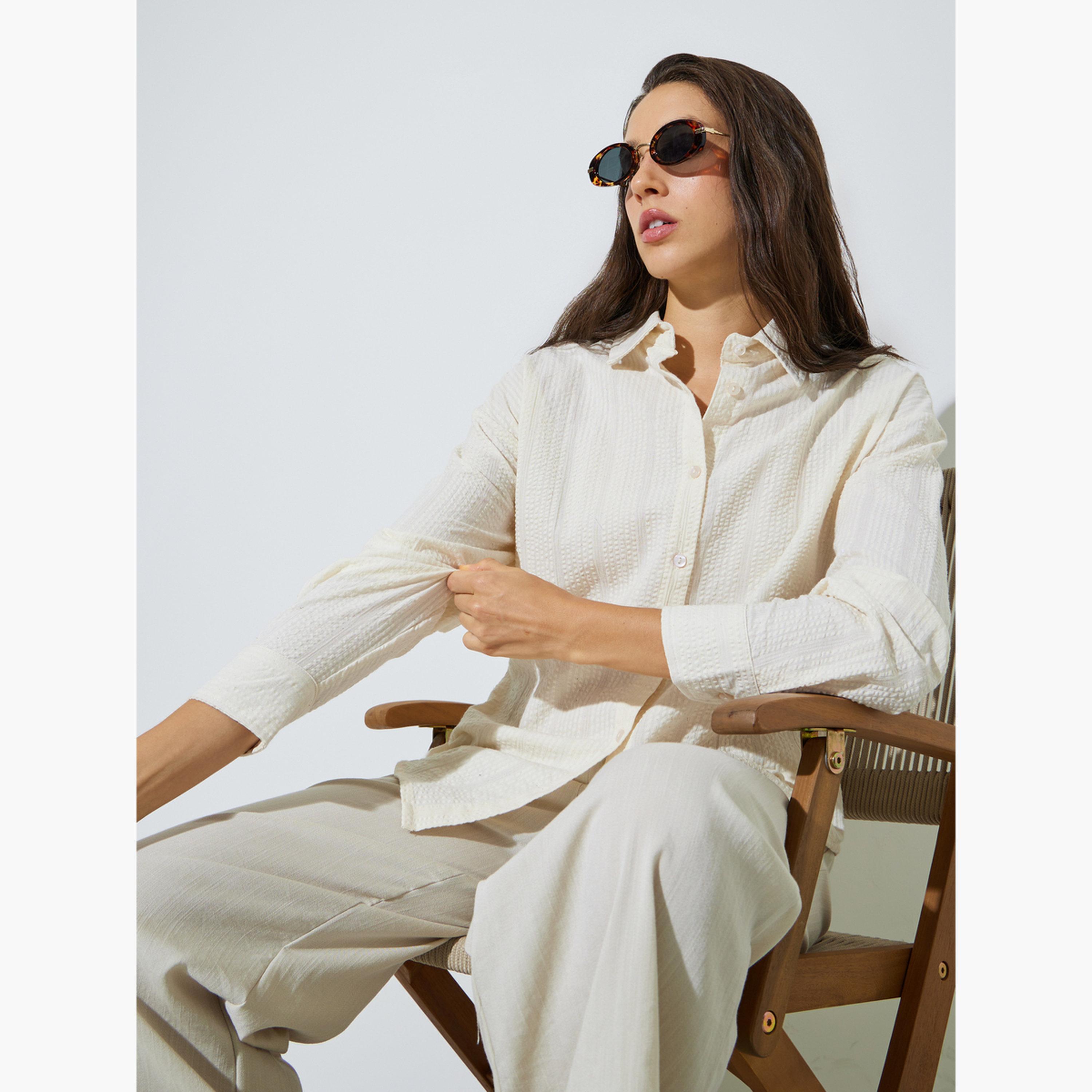 بلوزة واسعة بتفاصيل بارزة الملمس-women-clothing-shirtsandblouses-shirts-image-3