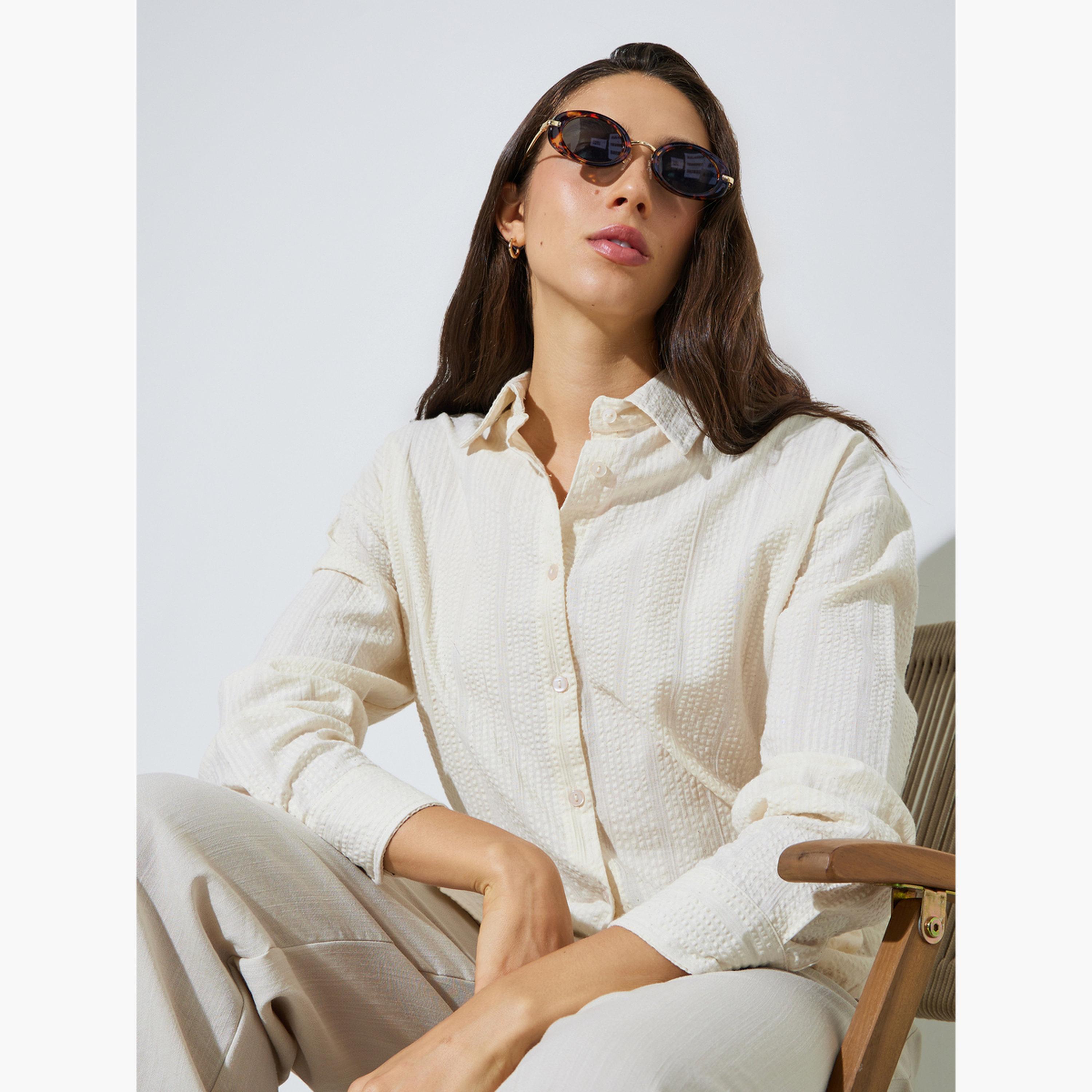 بلوزة واسعة بتفاصيل بارزة الملمس-women-clothing-shirtsandblouses-shirts-image-4
