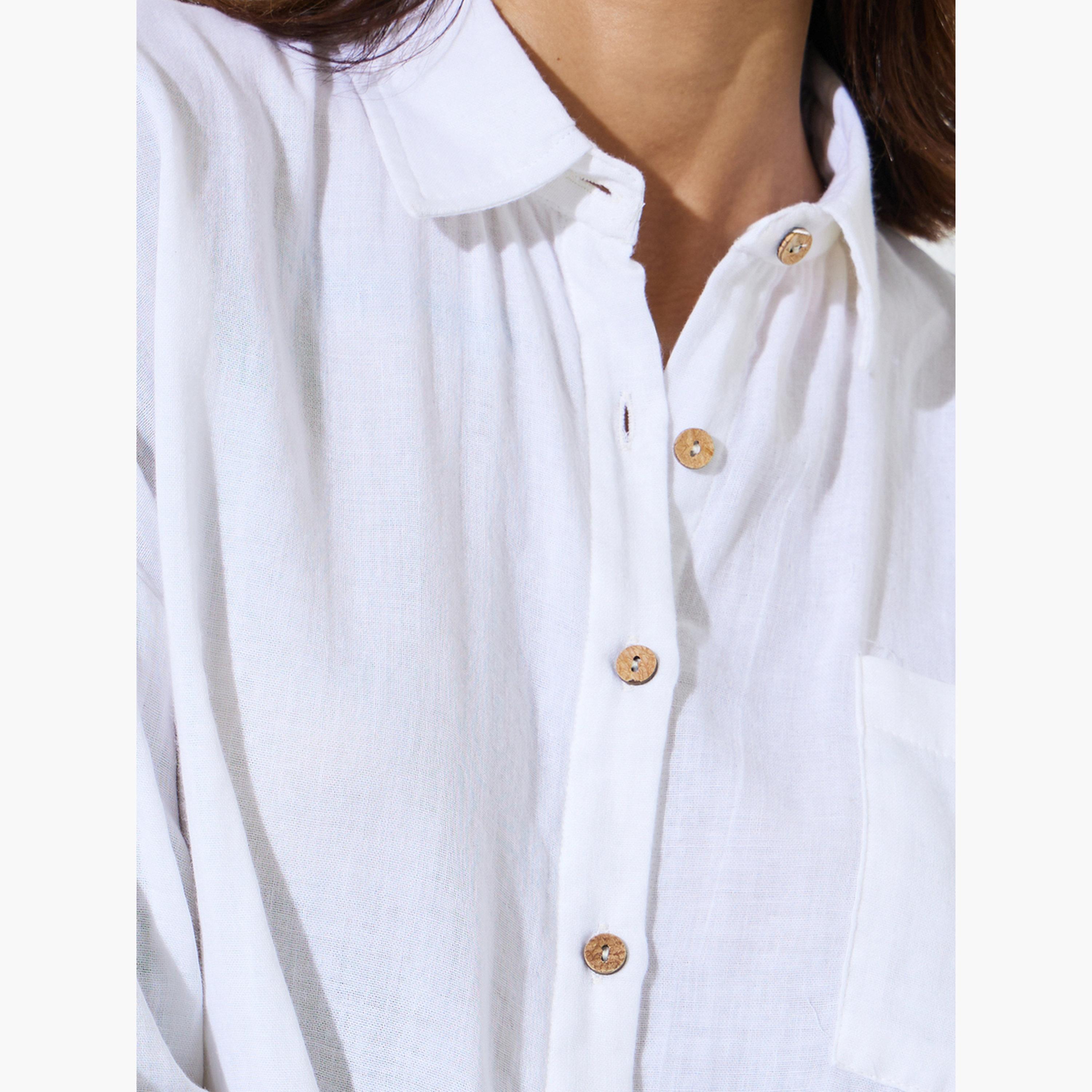 Styli White  Cotton Oversized Longline Shirt-women-clothing-shirtsandblouses-shirts-image-6