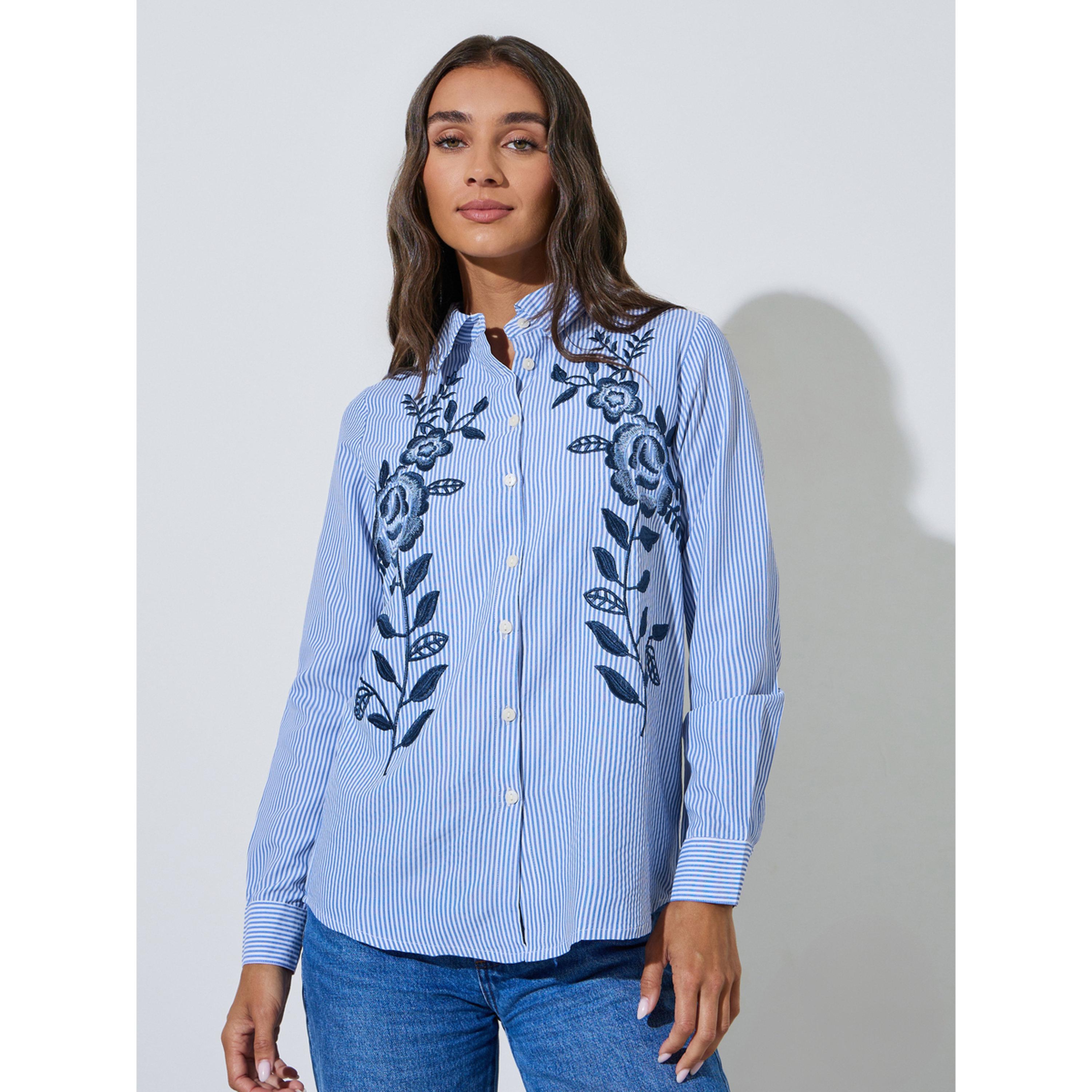 بلوزة قطن مخططة بتفاصيل مُطرّزة-women-clothing-shirtsandblouses-shirts-image-1