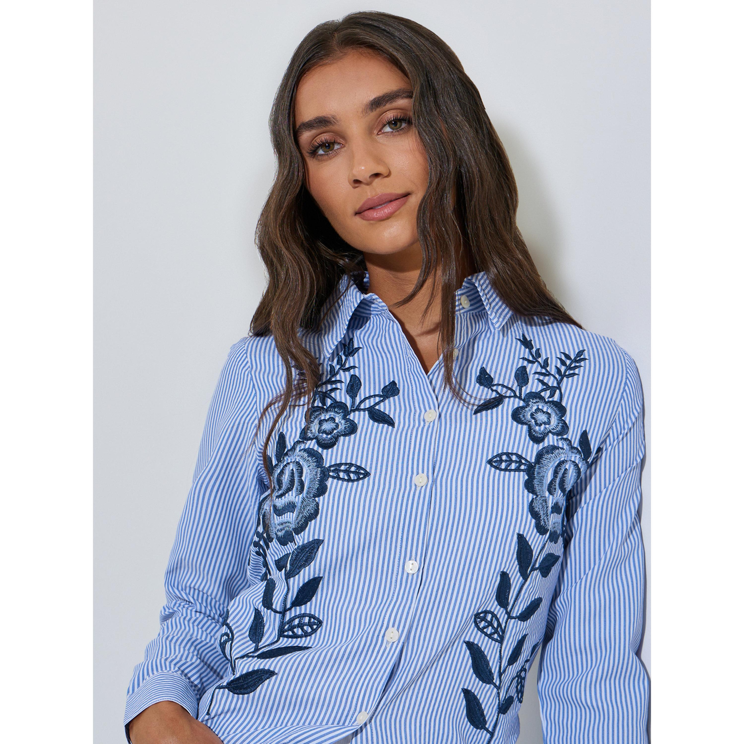 بلوزة قطن مخططة بتفاصيل مُطرّزة-women-clothing-shirtsandblouses-shirts-image-3