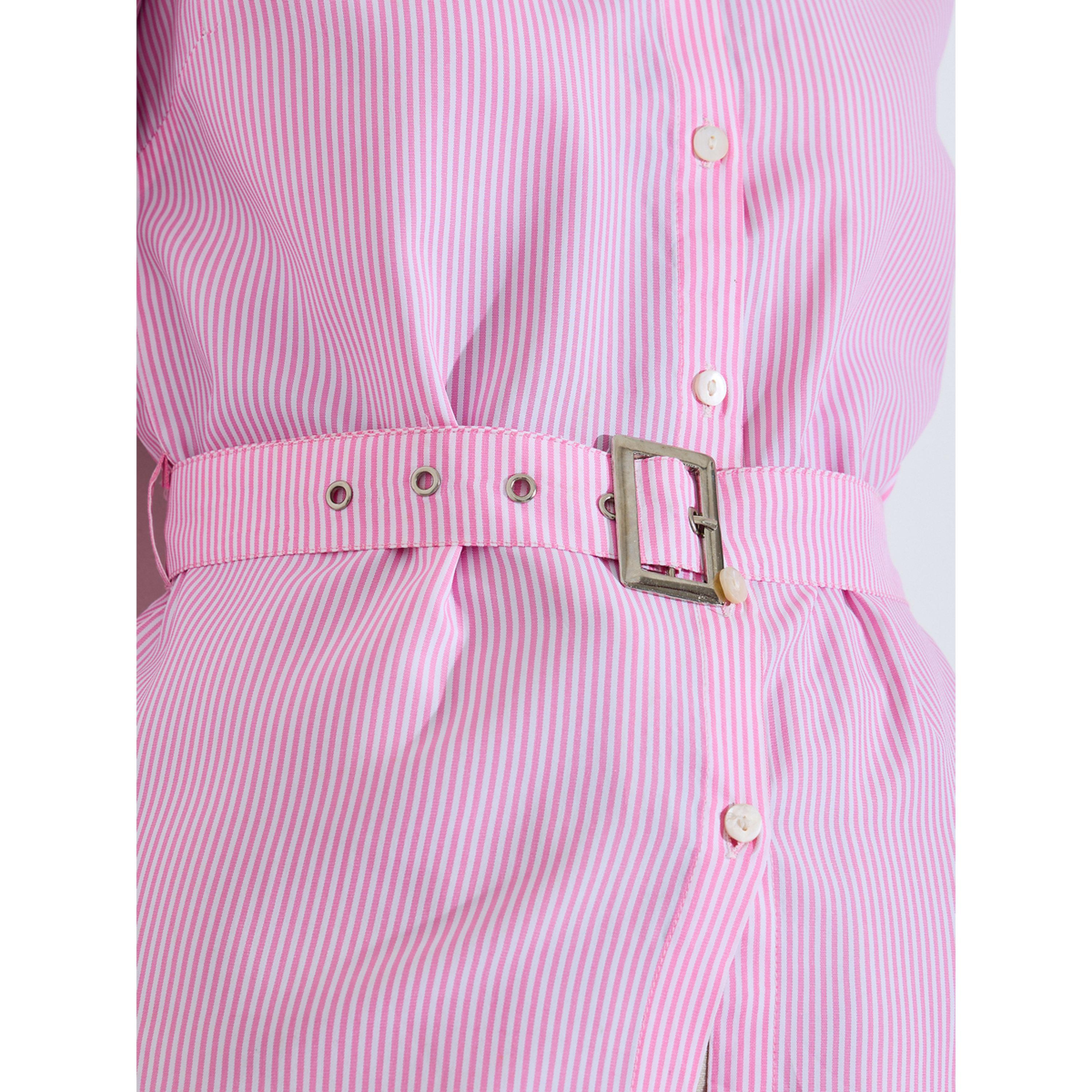 Styli Pink Striped Long Sleeves Belted Shirt-women-clothing-shirtsandblouses-shirts-image-5
