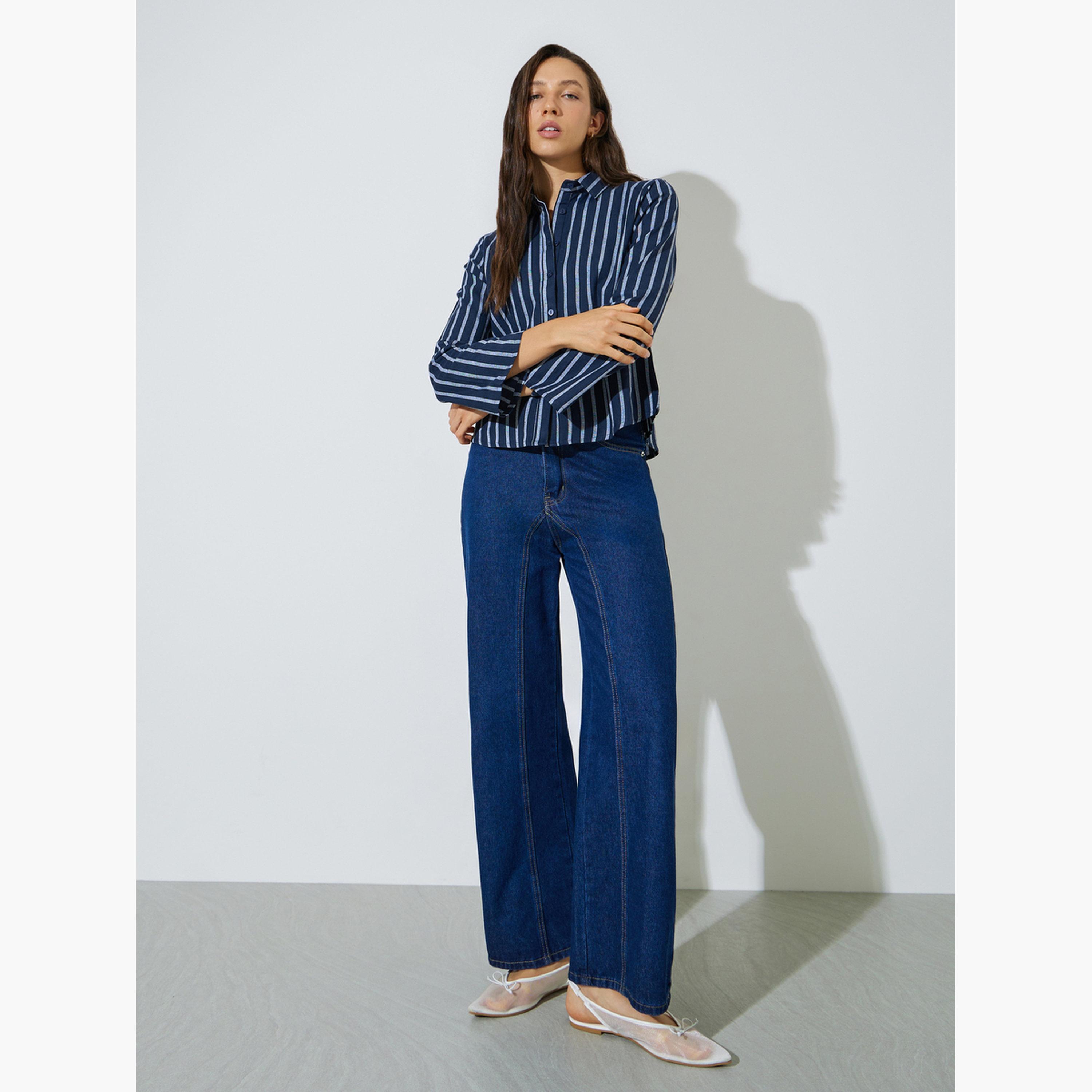بلوزة بأكمام واسعة ومخططة-women-clothing-shirtsandblouses-shirts-image-2