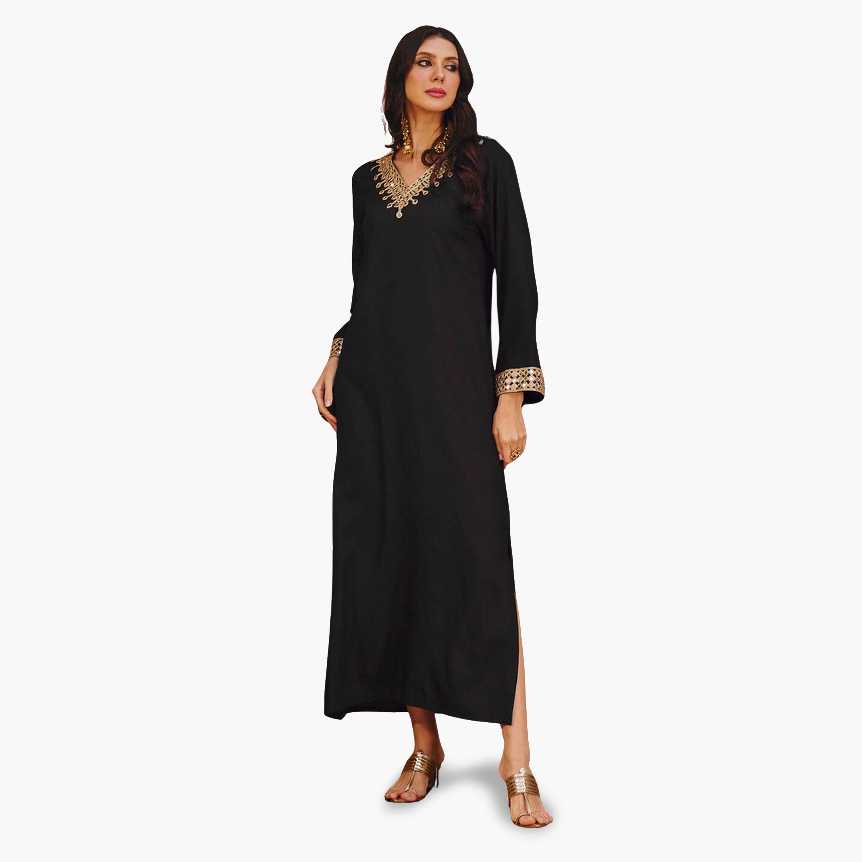 فستان عباية بتفاصيل مرايا-women-arabicclothing-abayas-image-2