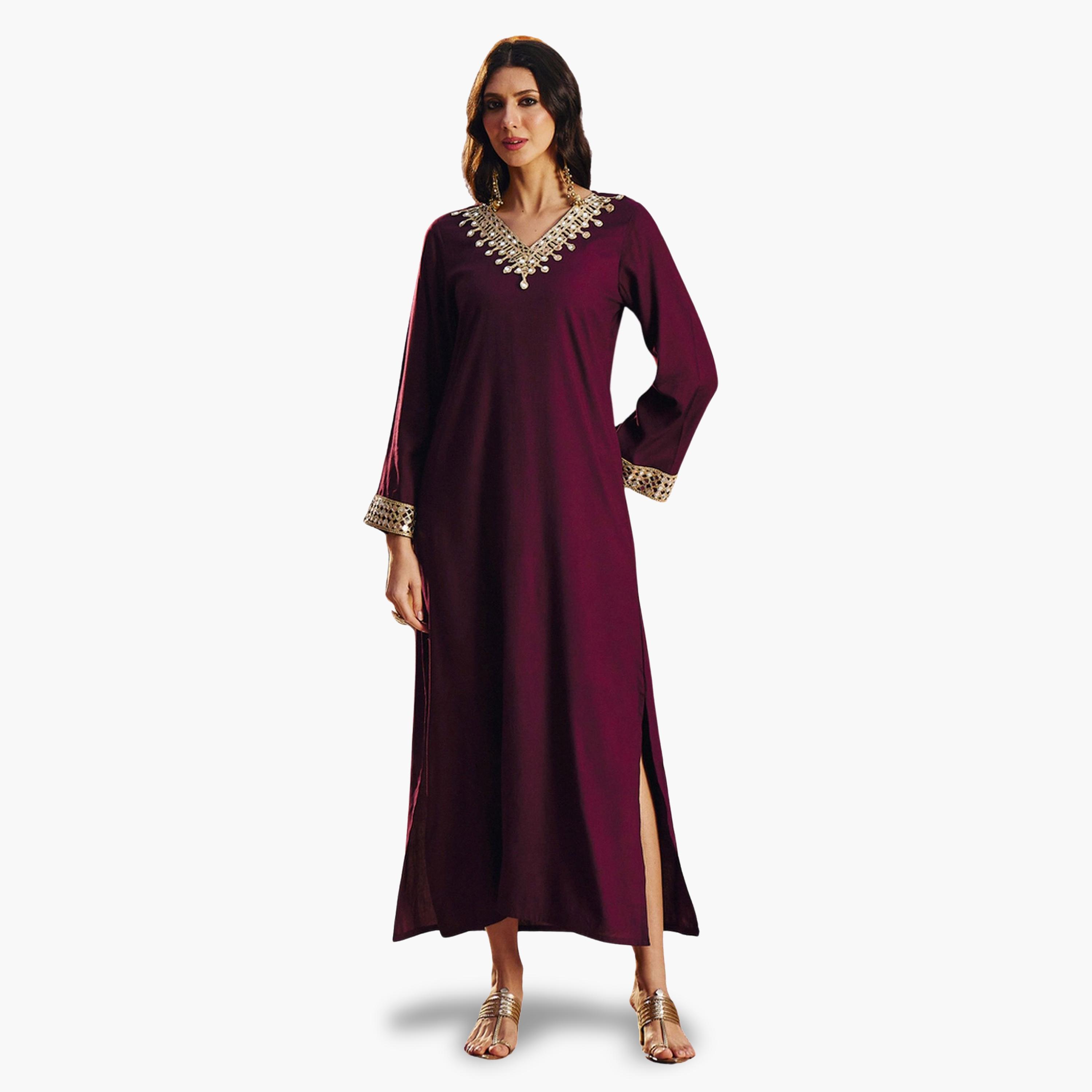 فستان عباية بتفاصيل مرايا-women-arabicclothing-abayas-image-1