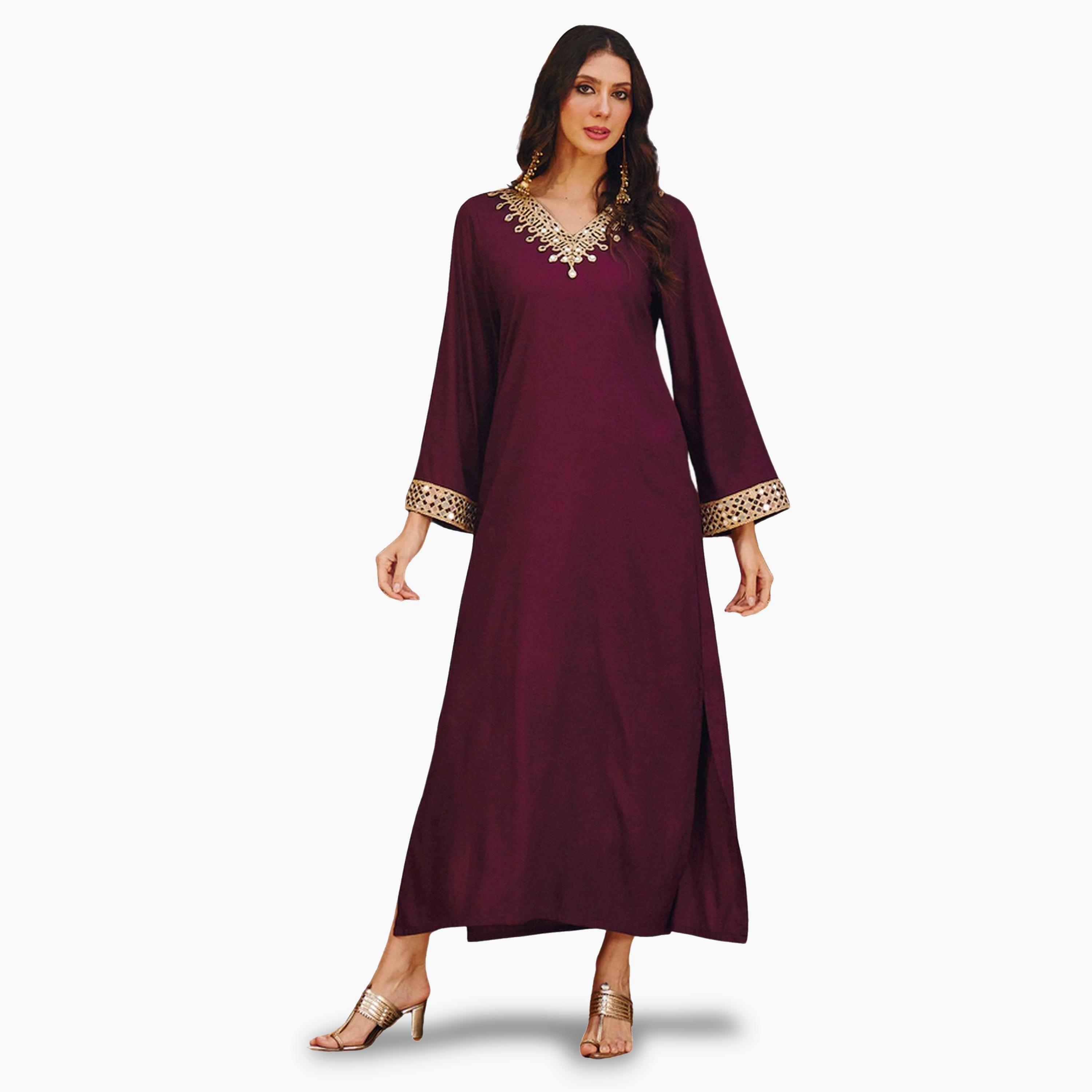 فستان عباية بتفاصيل مرايا-women-arabicclothing-abayas-image-2