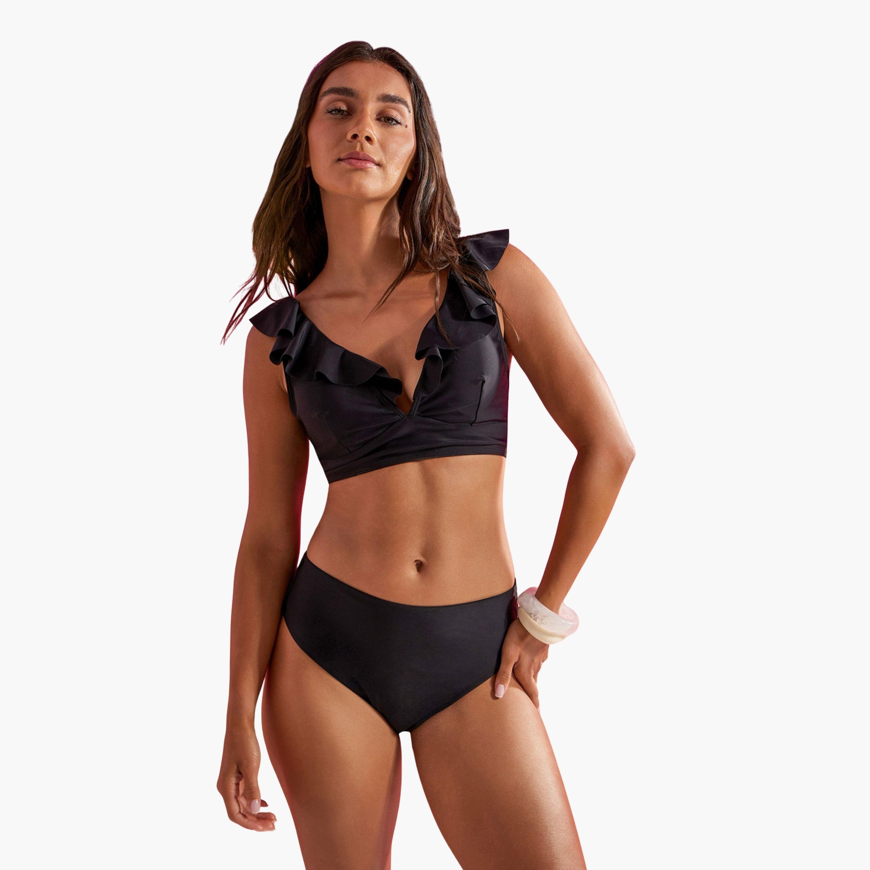 طقم سباحة من بلوزة قصيرة بياقة عميقة وسروال خصر عالي-women-clothing-swimandbeach-swim-bikinis-image-1