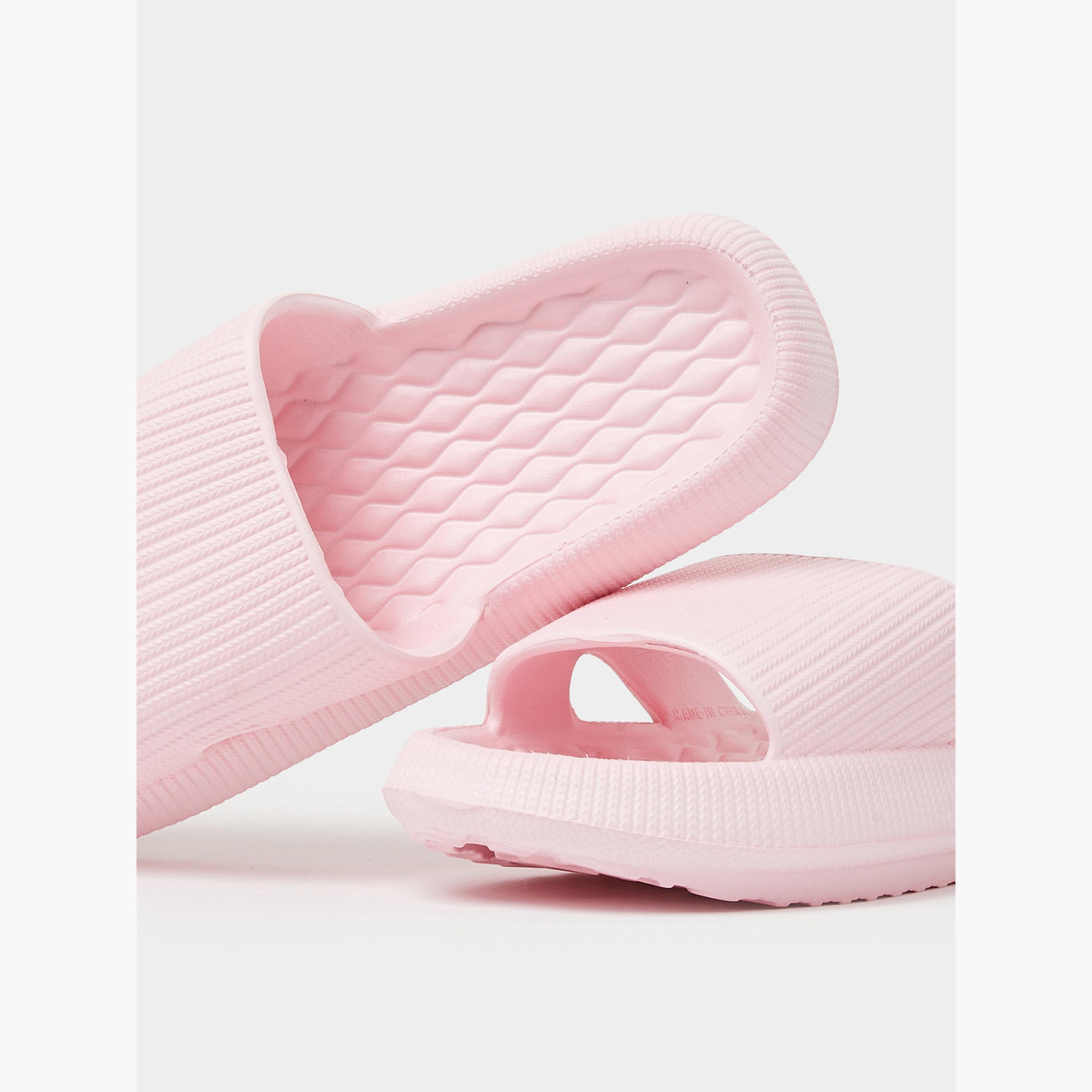 صندل سلايد مريح بتفاصيل بارزة الملمس باللون الوردي-women-shoes-flats-slides-image-4