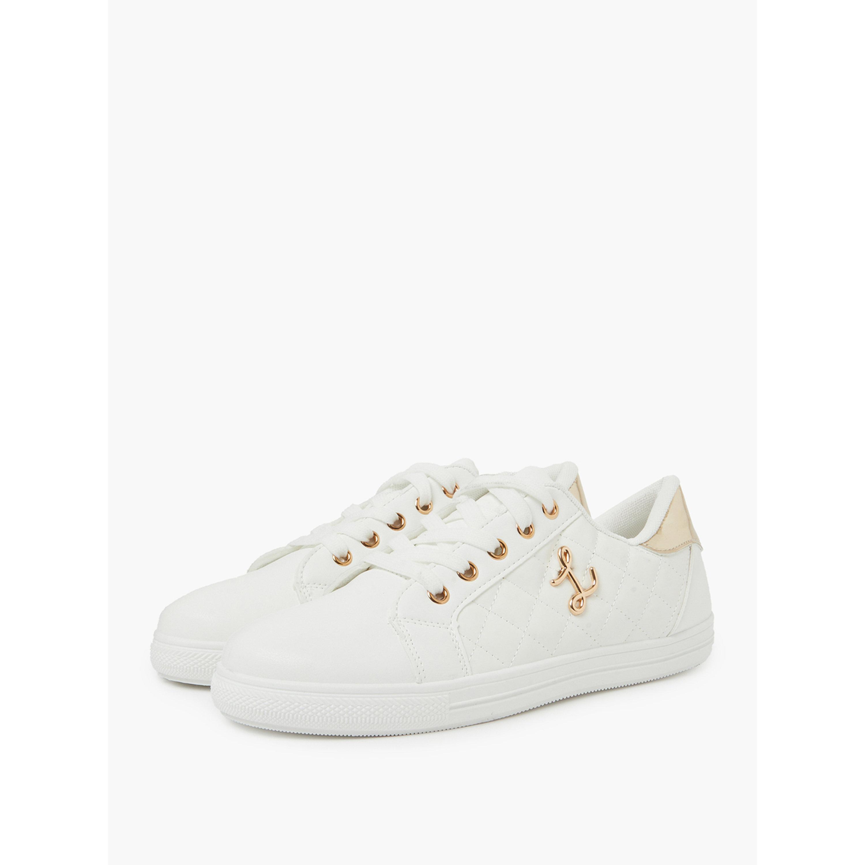 تيك تو - حذاء رياضي أبيض مبطن رباط من الجلد الصناعي-women-shoes-sneakers-image-1