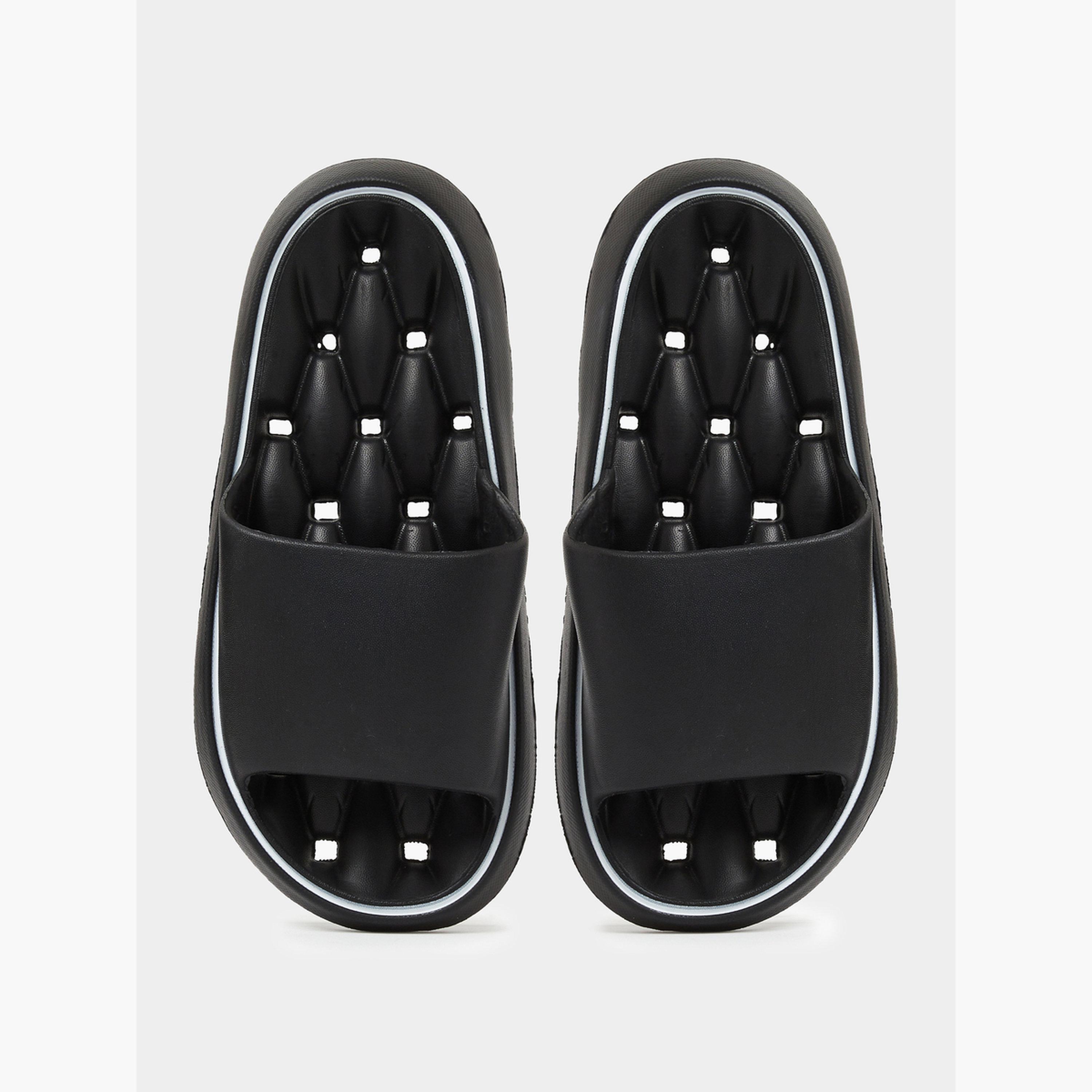 صندل سلايد بحواف متباينة باللون الأسود-women-shoes-flats-slides-image-3