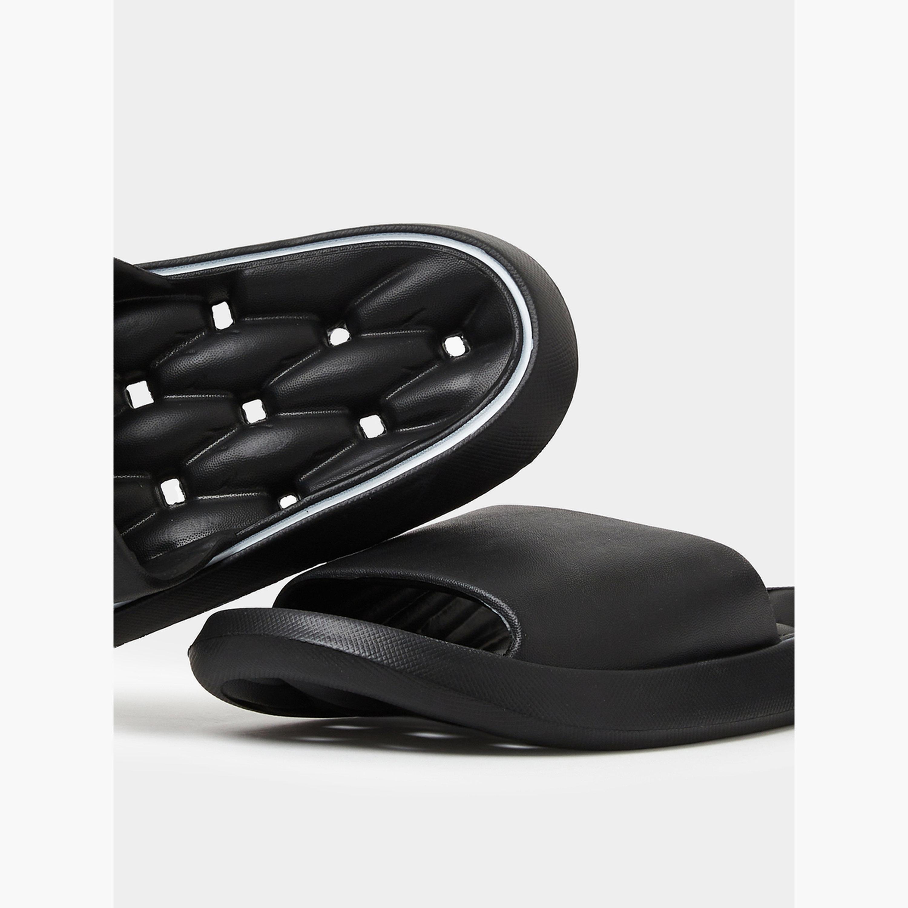 صندل سلايد بحواف متباينة باللون الأسود-women-shoes-flats-slides-image-4