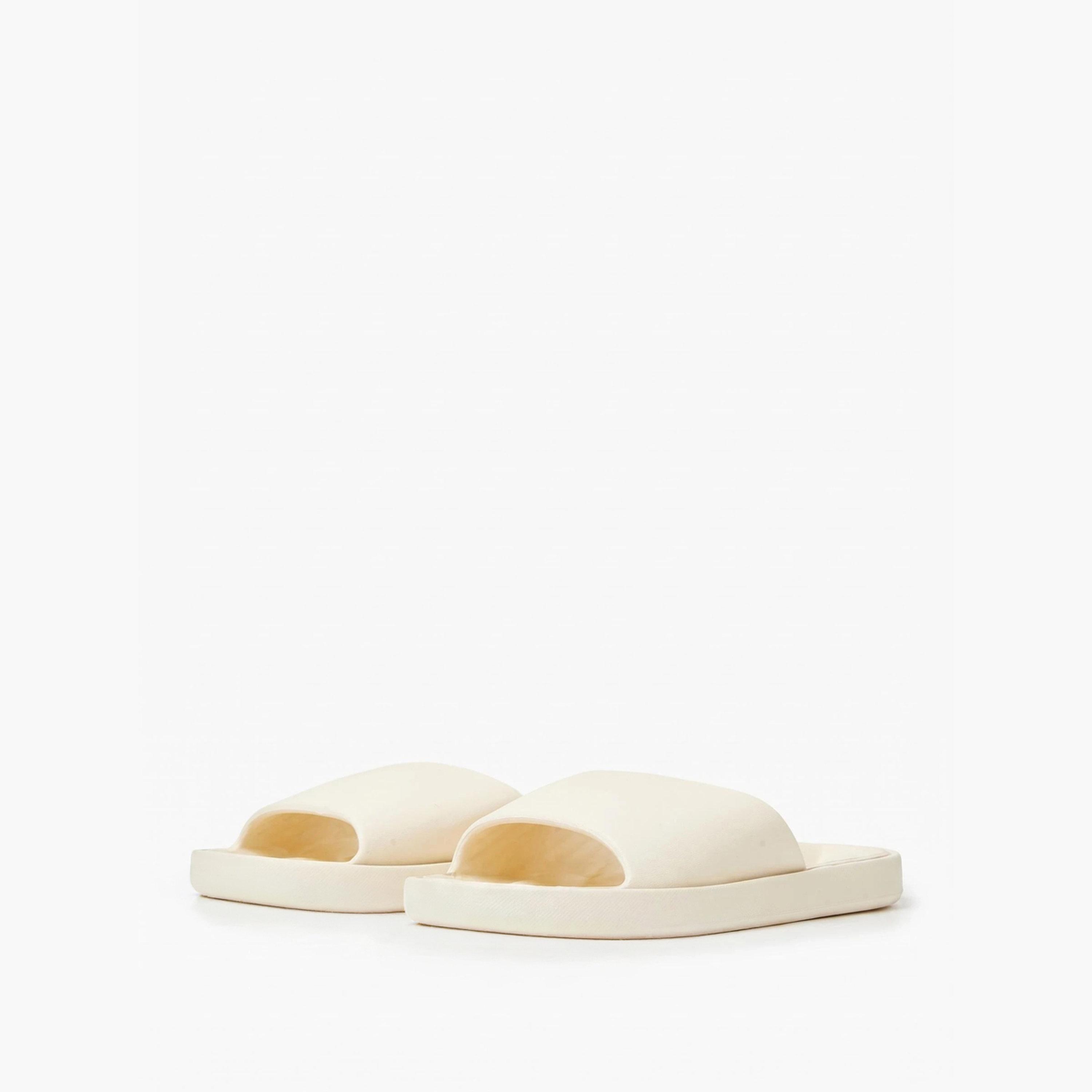 صندل سلايد بحواف متباينة باللون الأبيض-women-shoes-flats-slides-image-1