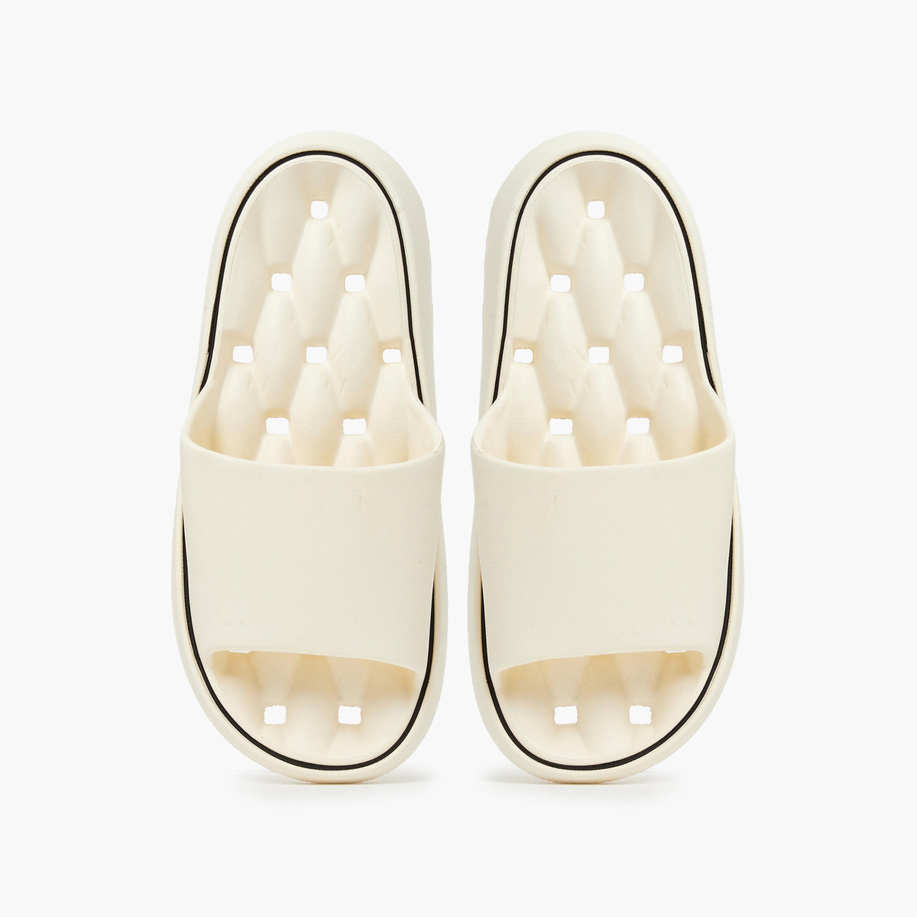 صندل سلايد بحواف متباينة باللون الأبيض-women-shoes-flats-slides-image-3