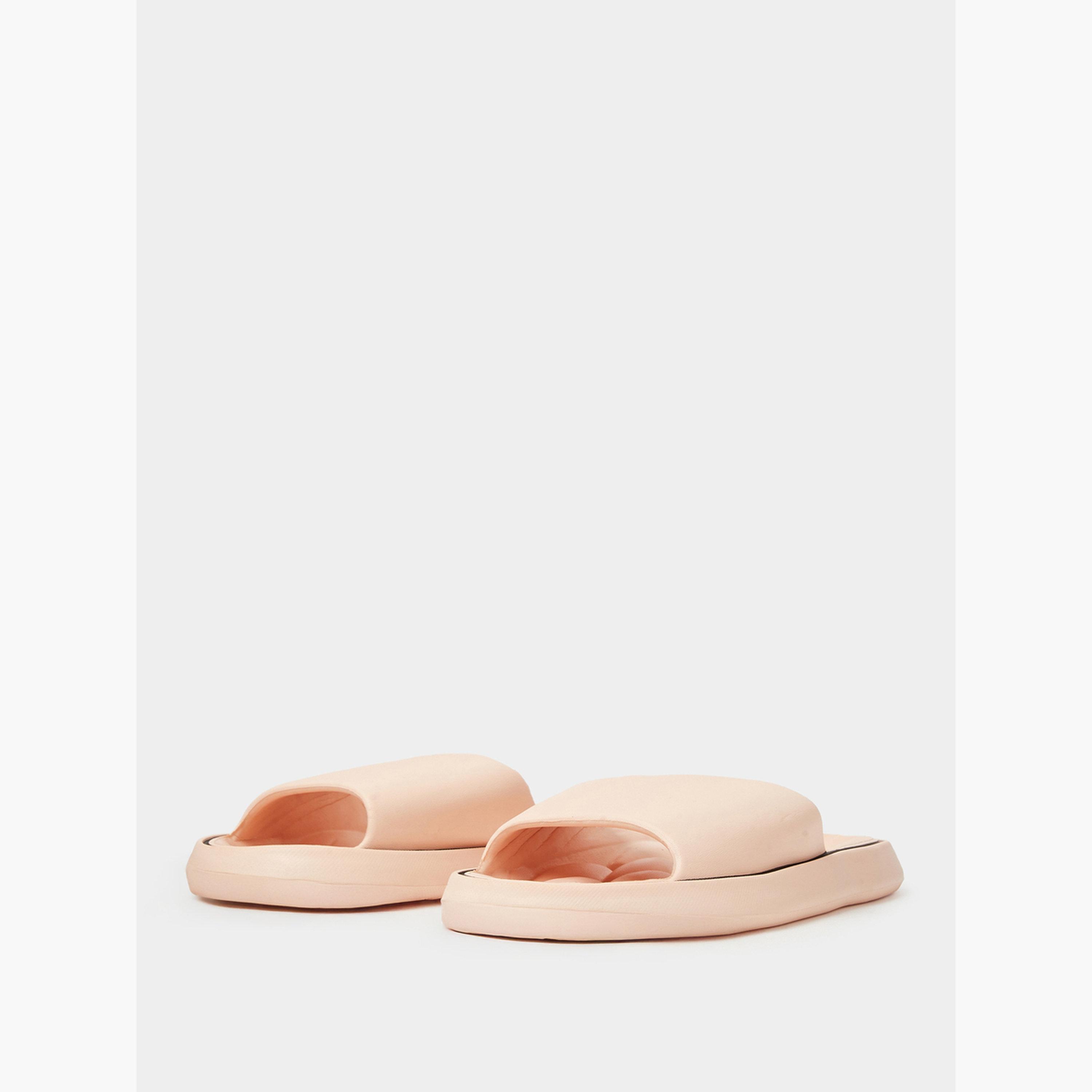 صندل سلايد بحواف متباينة باللون الوردي-women-shoes-flats-slides-image-1