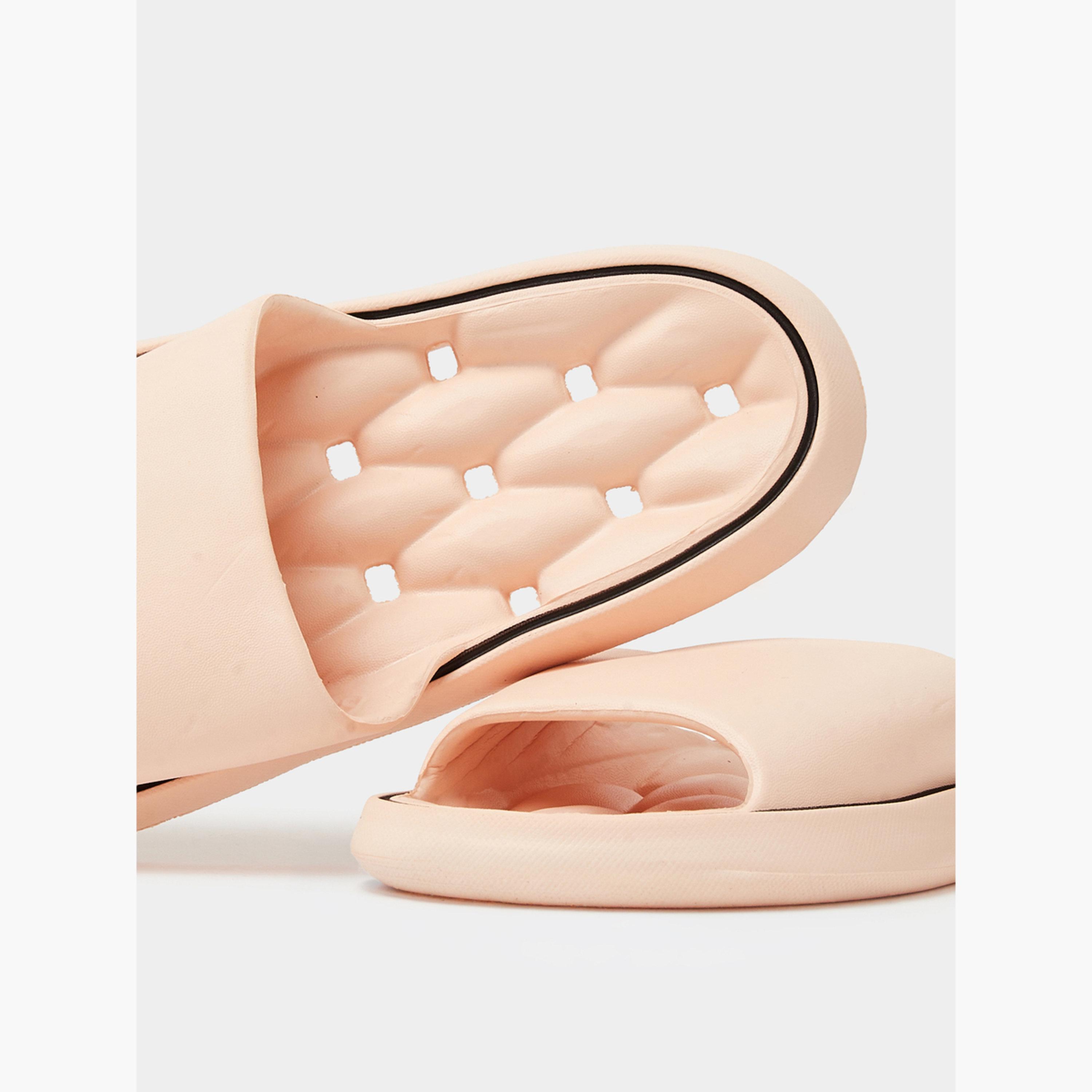 صندل سلايد بحواف متباينة باللون الوردي-women-shoes-flats-slides-image-4