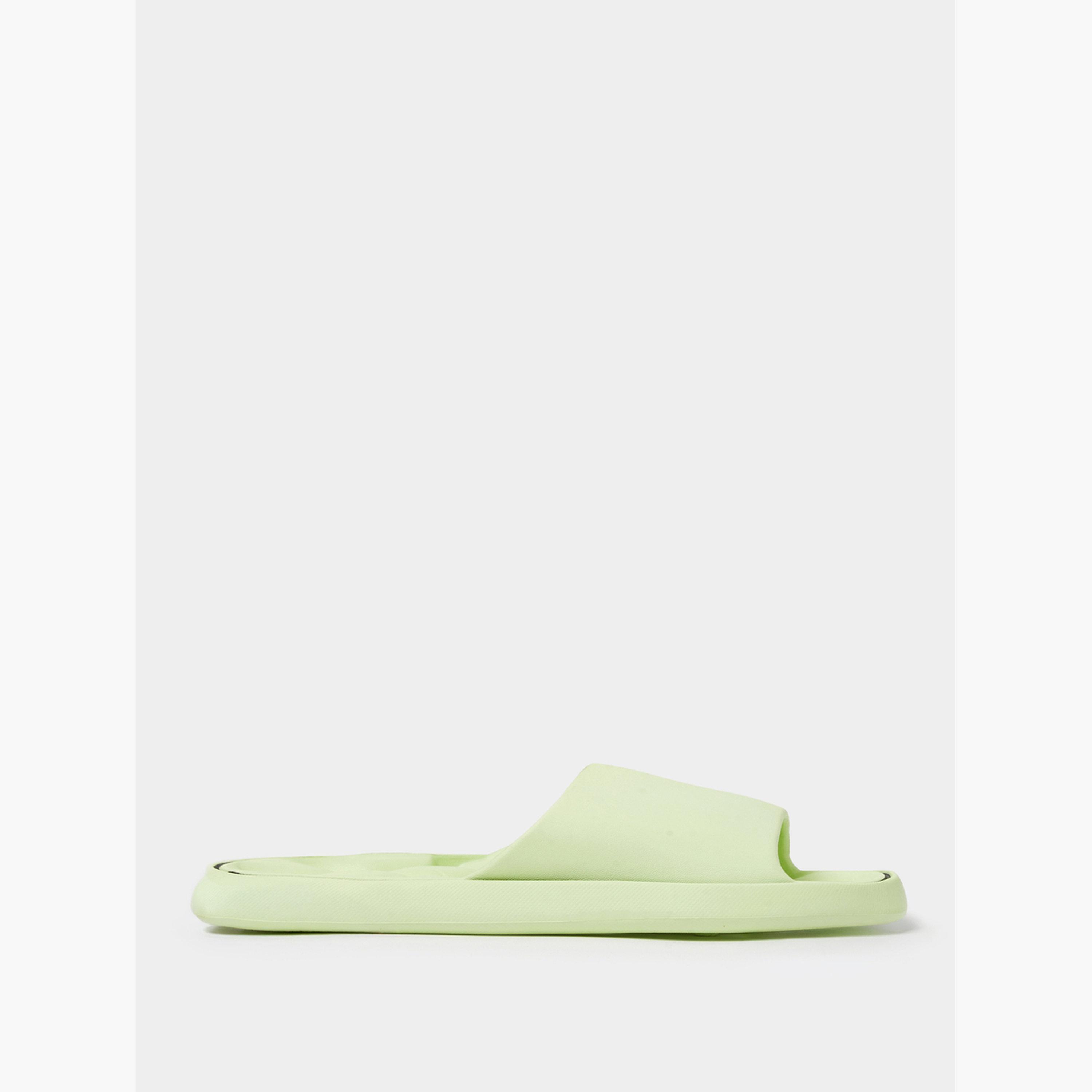 صندل سلايد بحواف متباينة باللون الأخضر-women-shoes-flats-slides-image-2