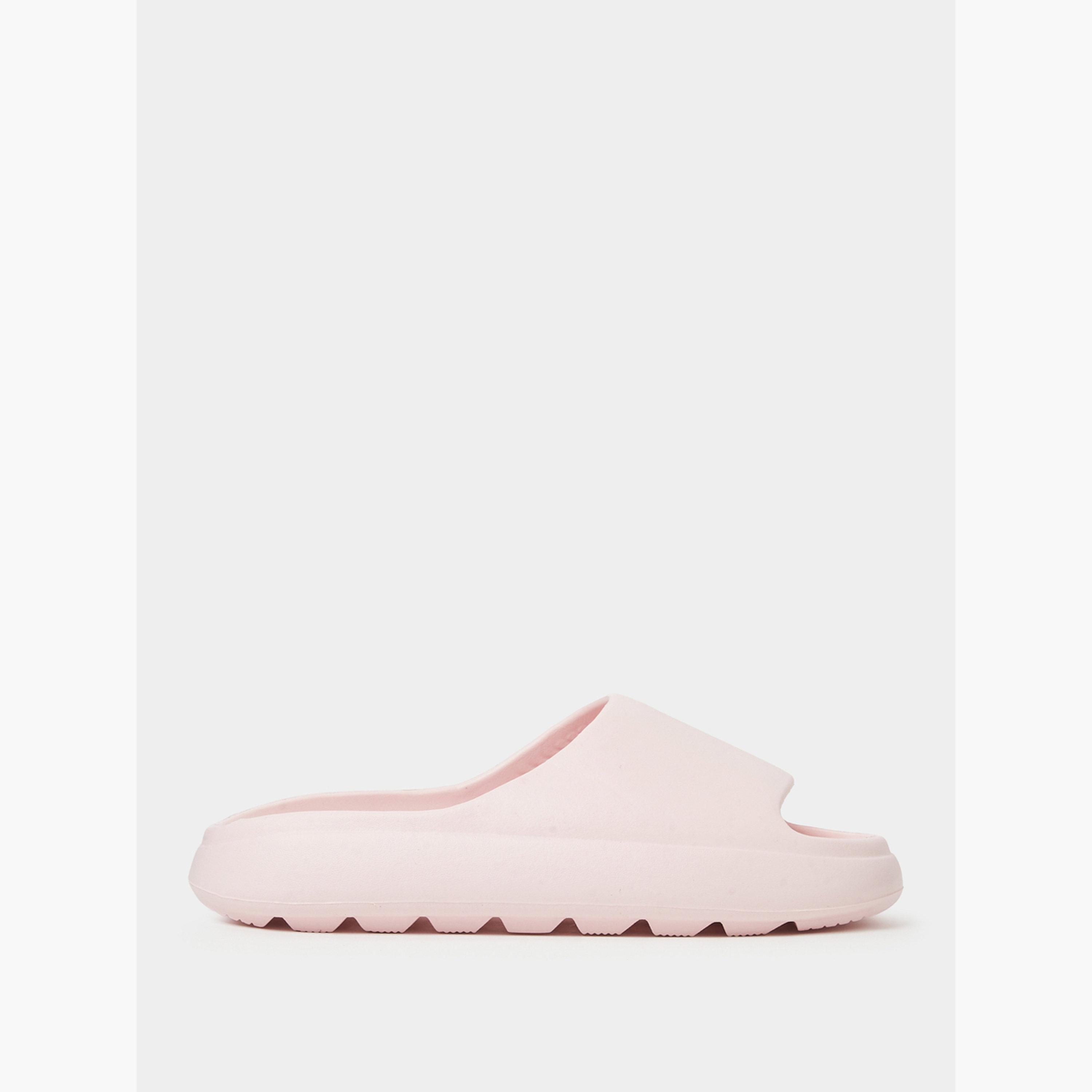 Take Two Pink Solid Comfort Slides-women-shoes-flats-slides-image-2