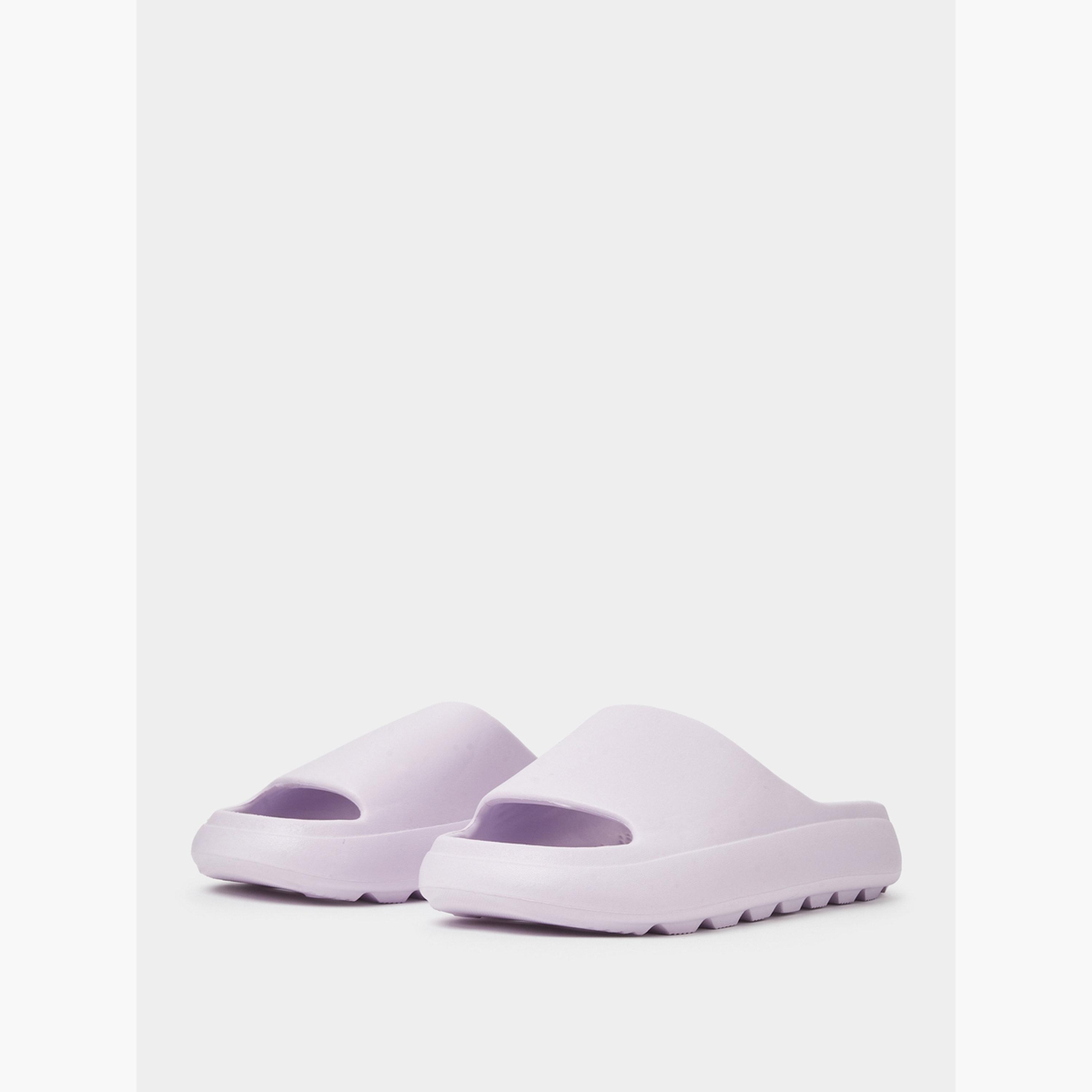 صندل سلايد مريح سادة باللون البنفسجي-women-shoes-flats-slides-image-1