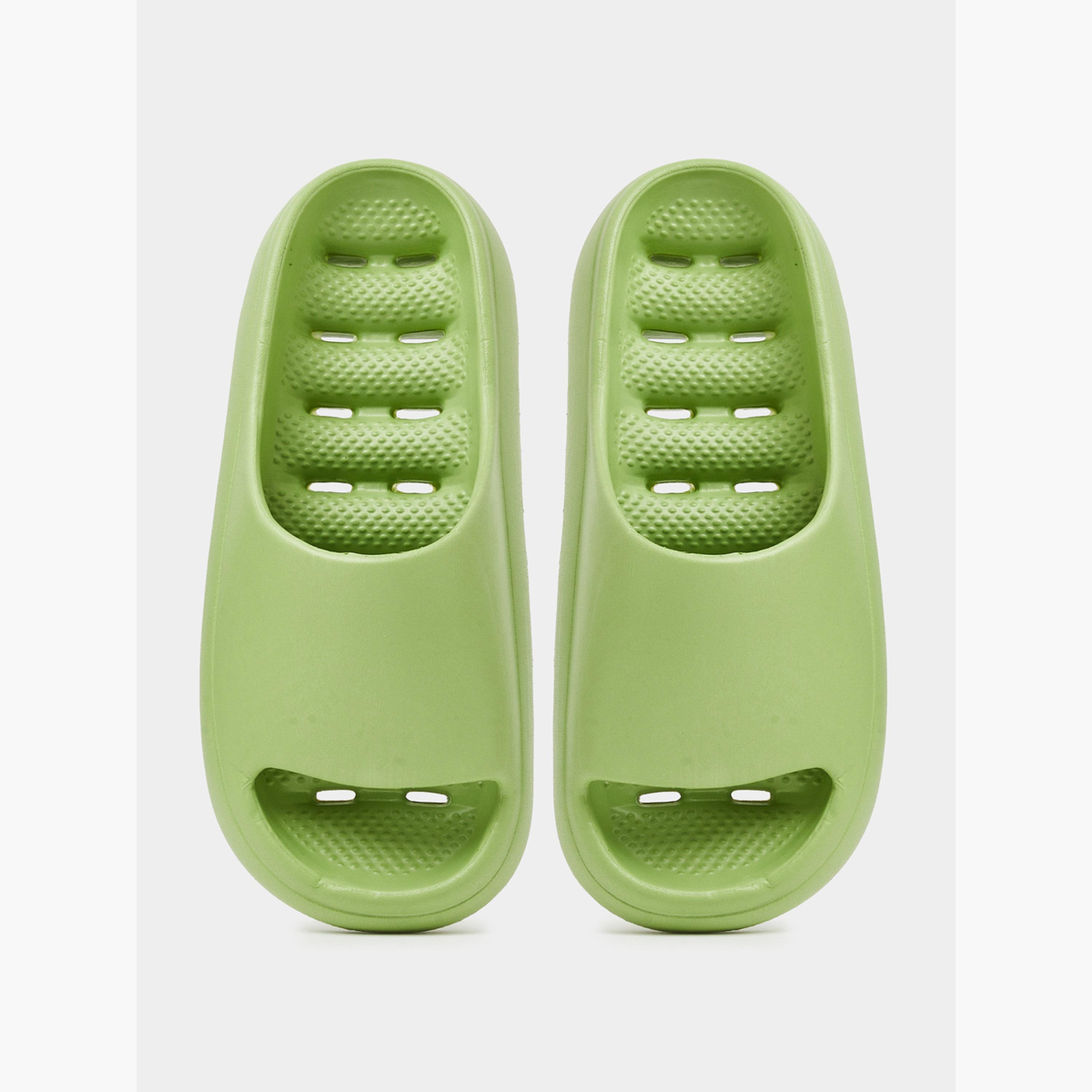صندل سلايد مريح سادة باللون الزيتوني-women-shoes-flats-slides-image-3