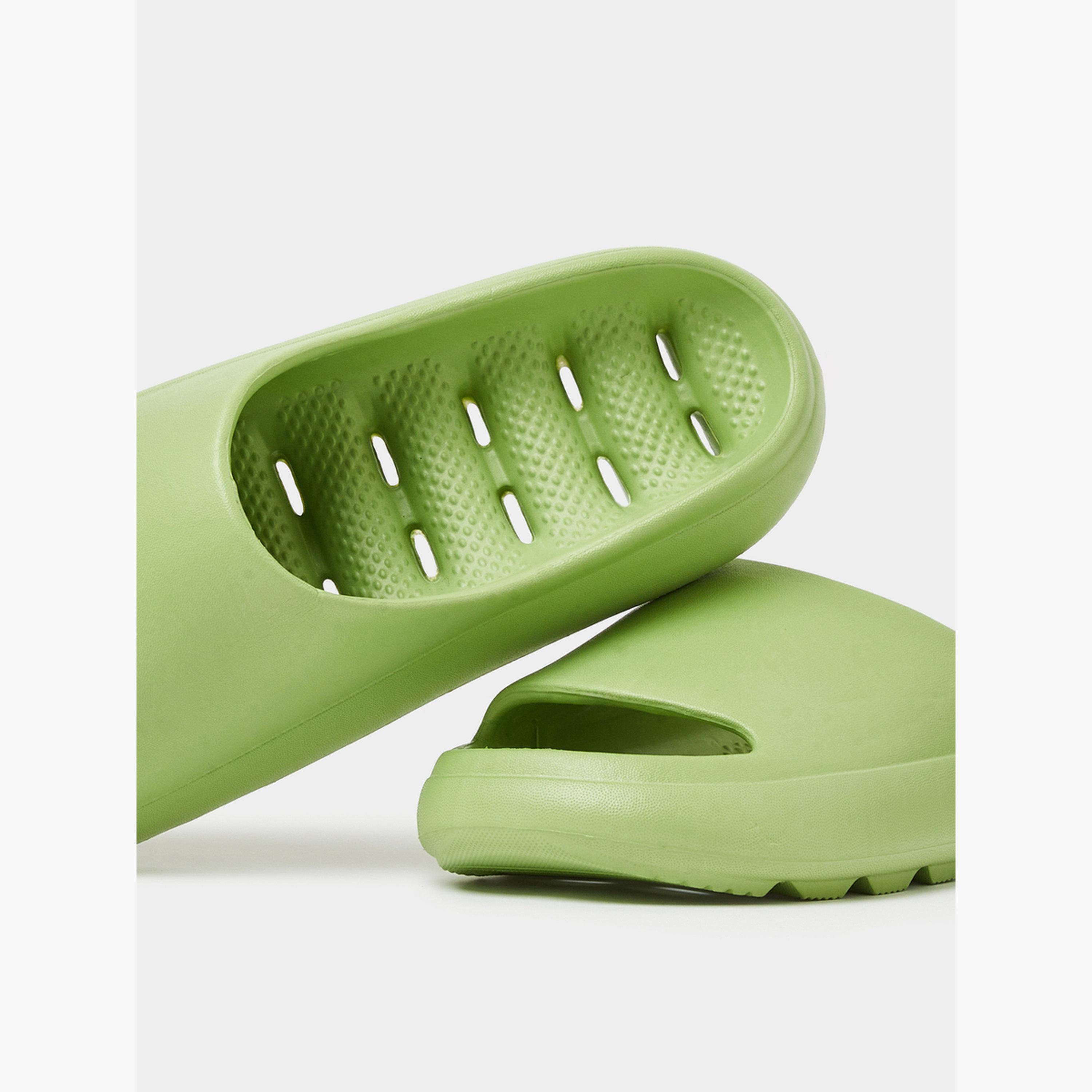 صندل سلايد مريح سادة باللون الزيتوني-women-shoes-flats-slides-image-4