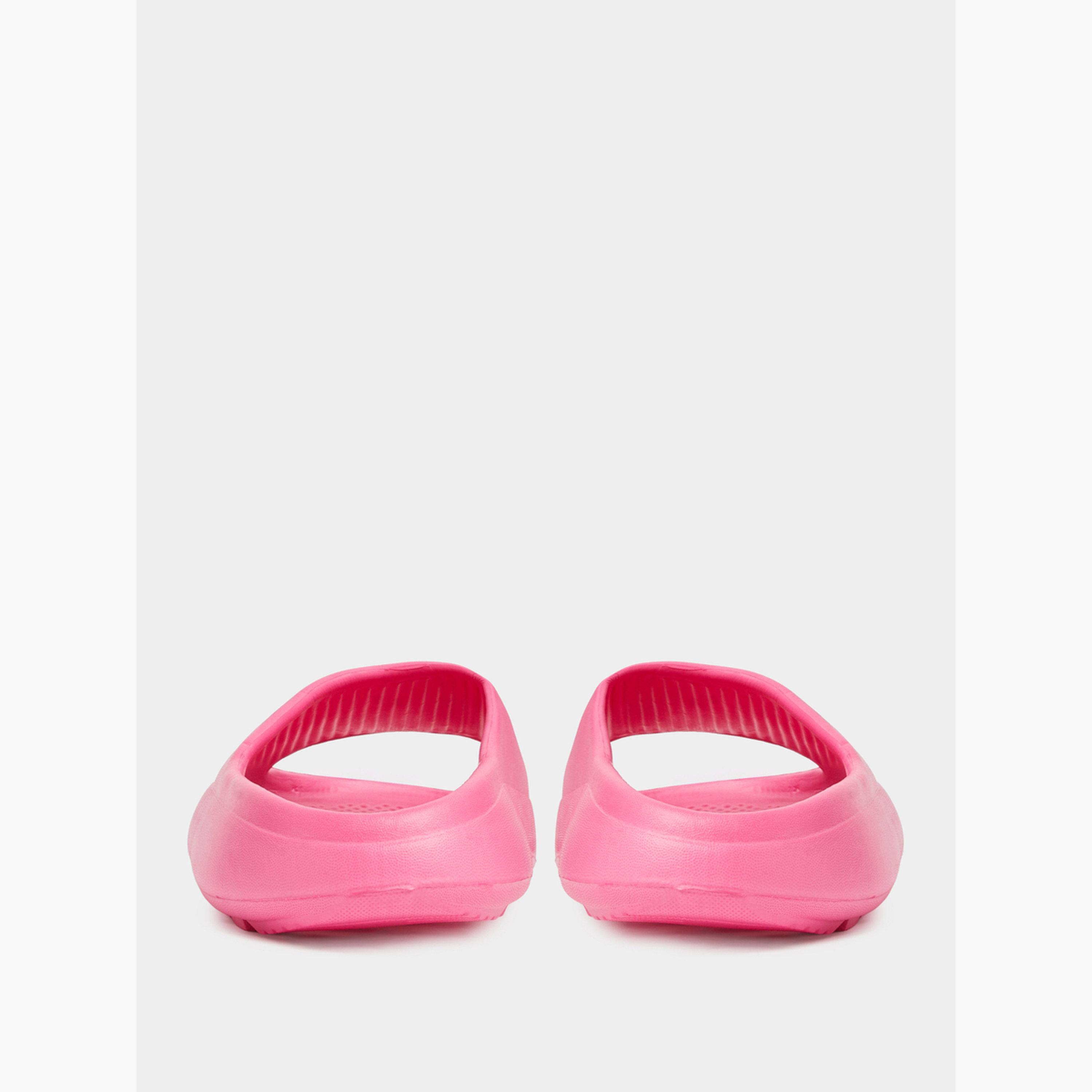 صندل سلايد مريح سادة باللون الوردي الداكن-women-shoes-flats-slides-image-5