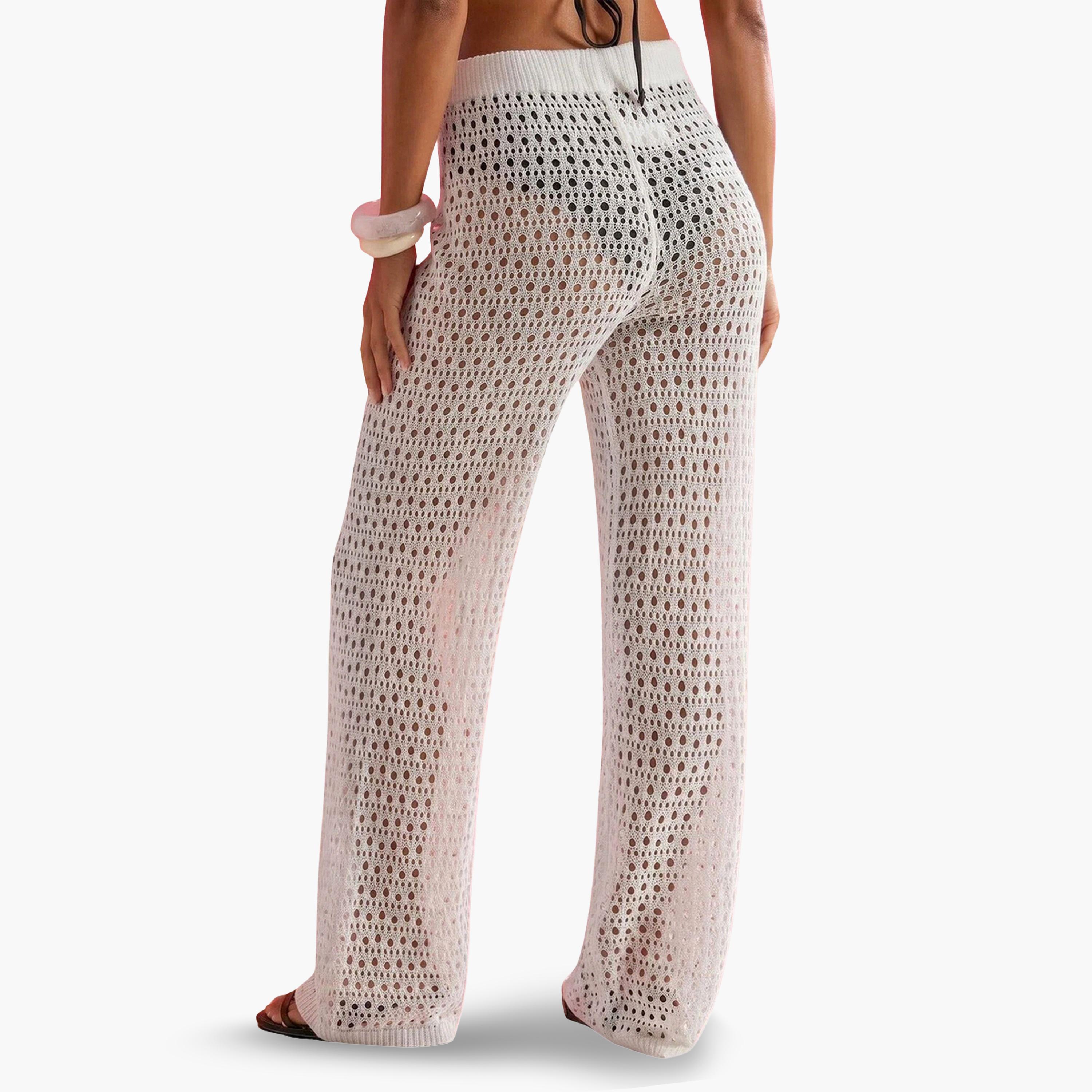 Styli Cream Open Crochet Wide Leg Beach Pants-women-clothing-swimandbeach-beach-beachwear-image-4