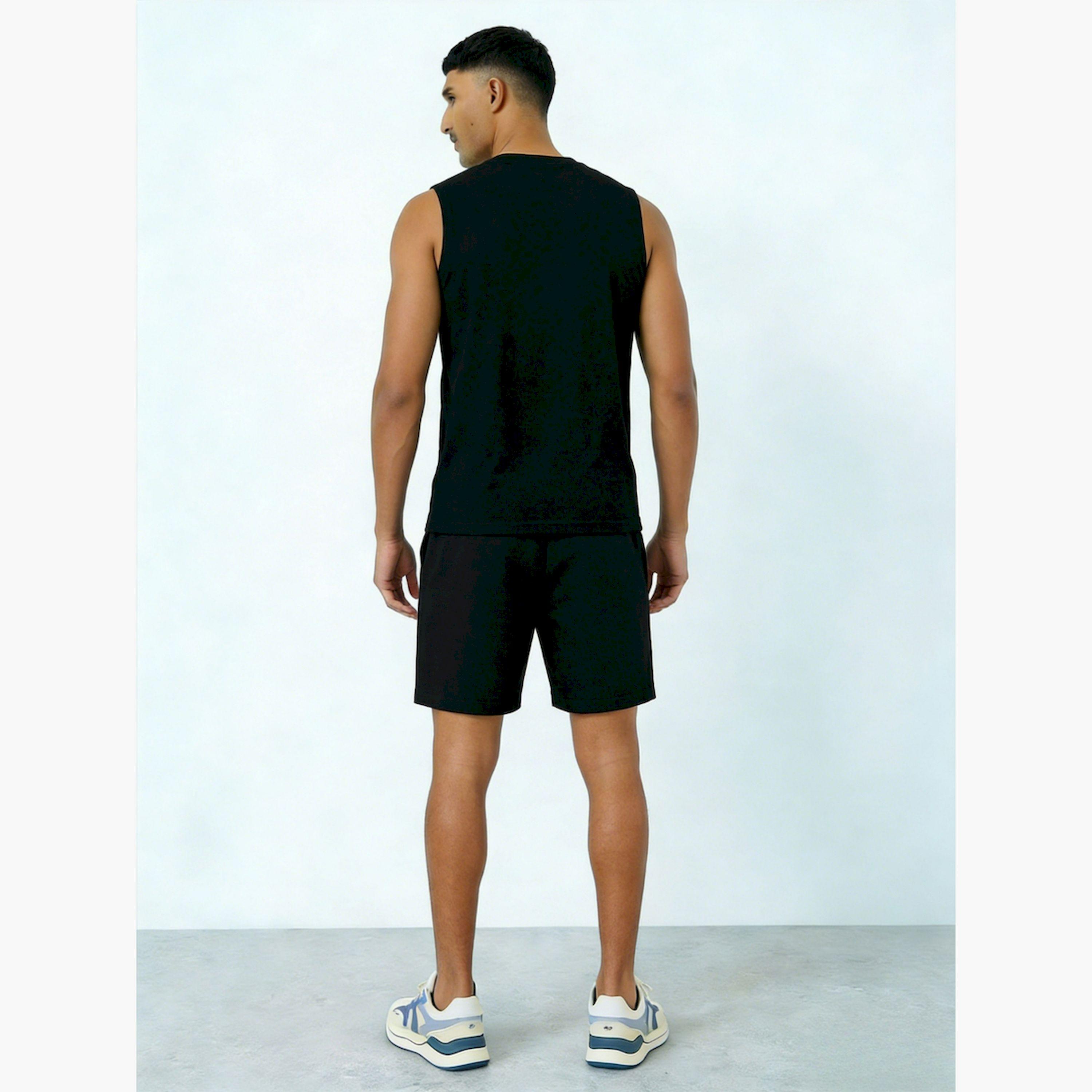 Take Two Men Black Graphic Print Round Neck Tank and Shorts Co-Ords-men-clothing-coordsets-image-2