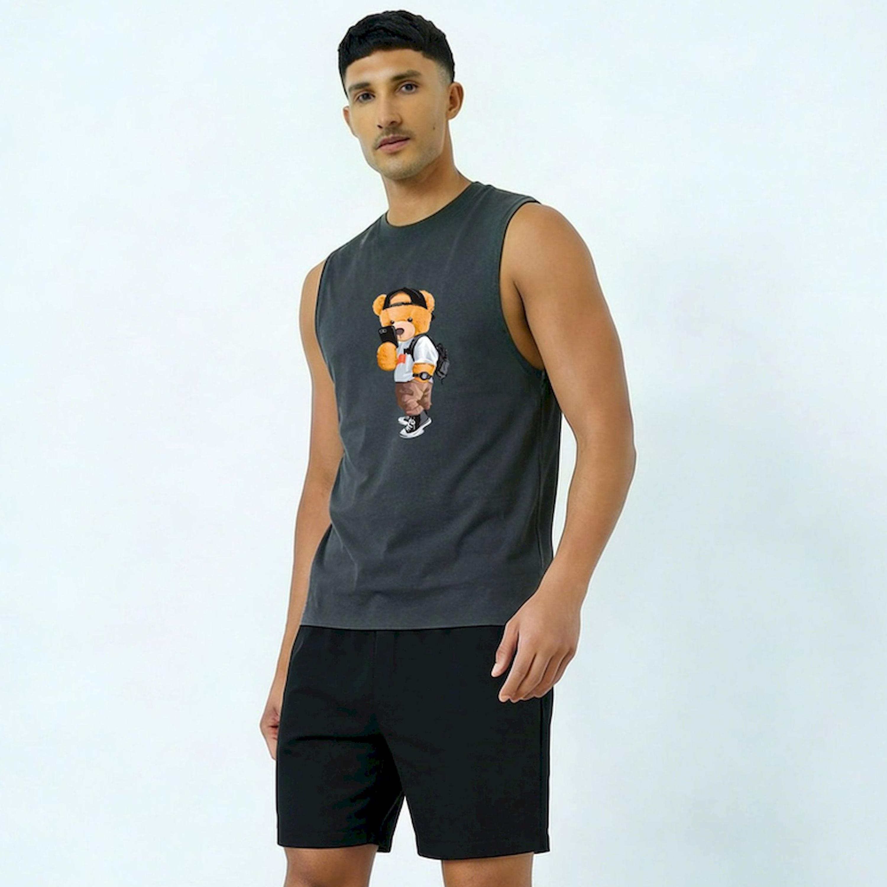 Take Two Men Grey Graphic Print Round Neck Tank and Shorts Co-Ords-men-clothing-coordsets-image-1